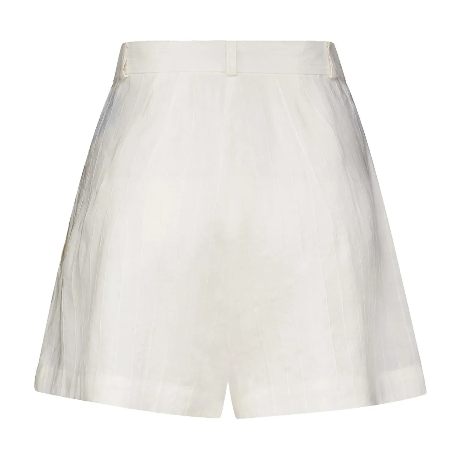 Button Pleated Short In White