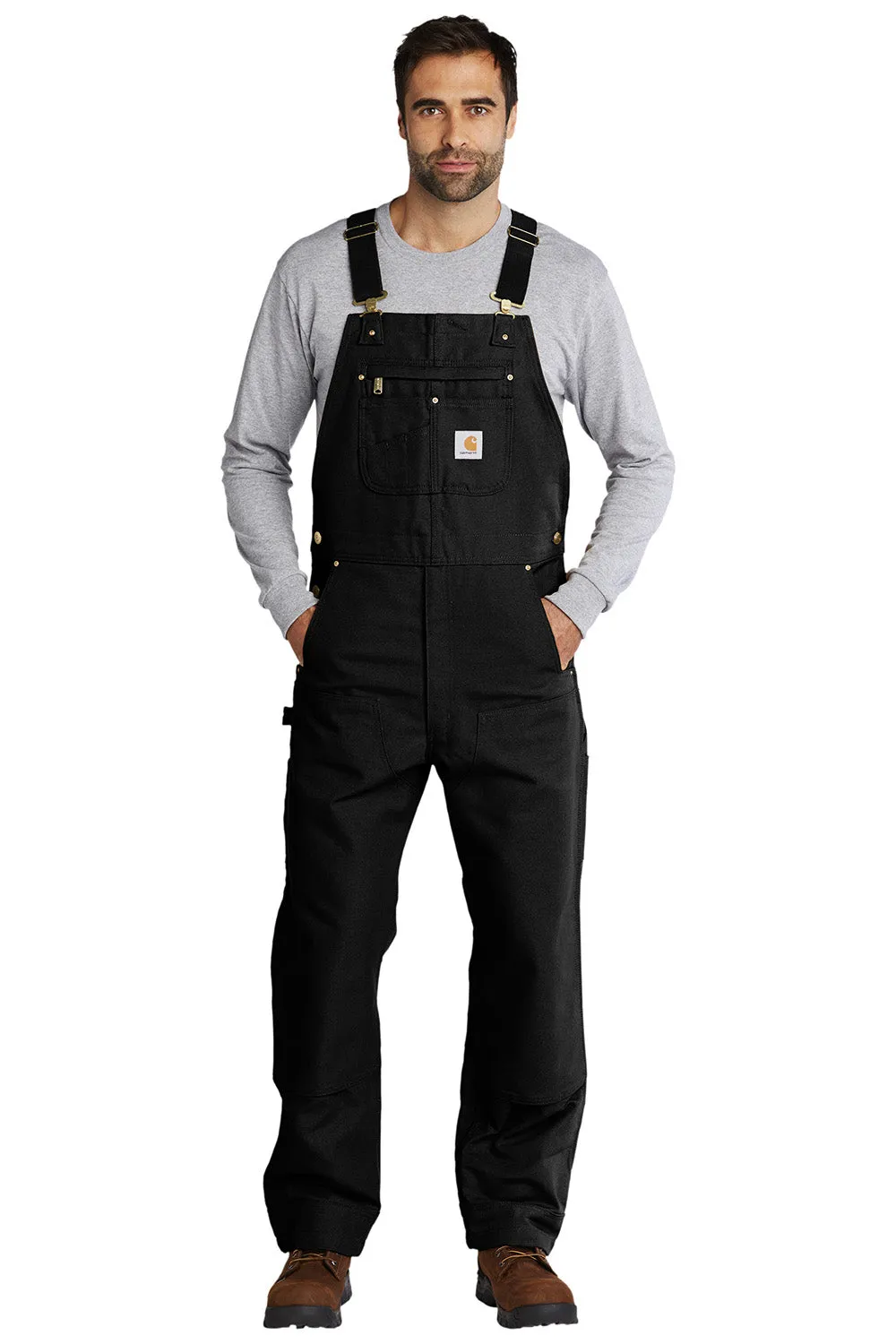 Carhartt Mens Duck Unlined Bib Overalls w/ Pockets - Black