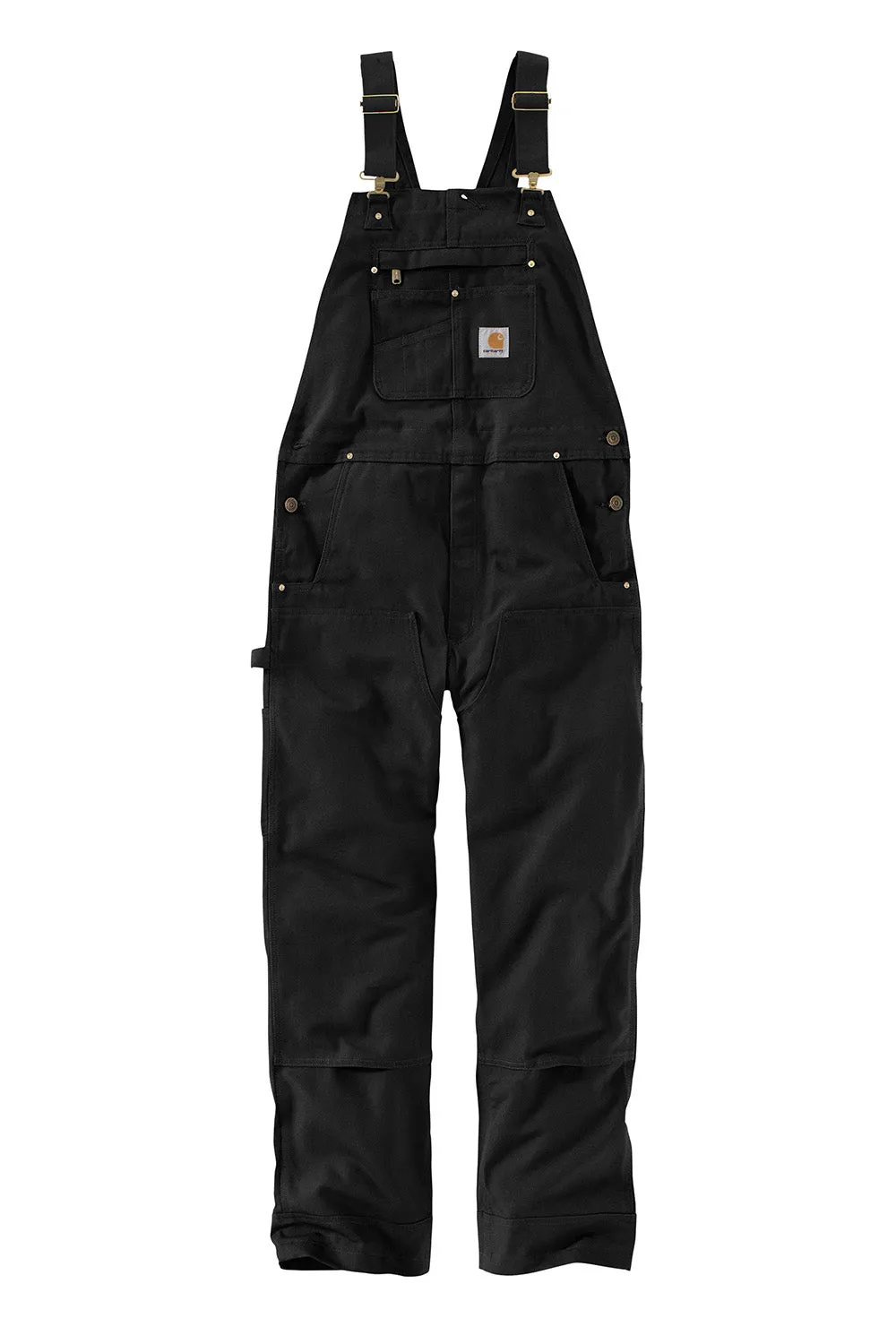 Carhartt Mens Duck Unlined Bib Overalls w/ Pockets - Black