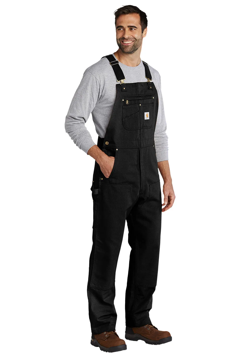 Carhartt Mens Duck Unlined Bib Overalls w/ Pockets - Black