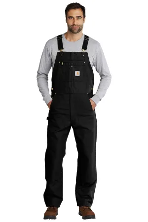 Carhartt Mens Duck Unlined Bib Overalls w/ Pockets - Black