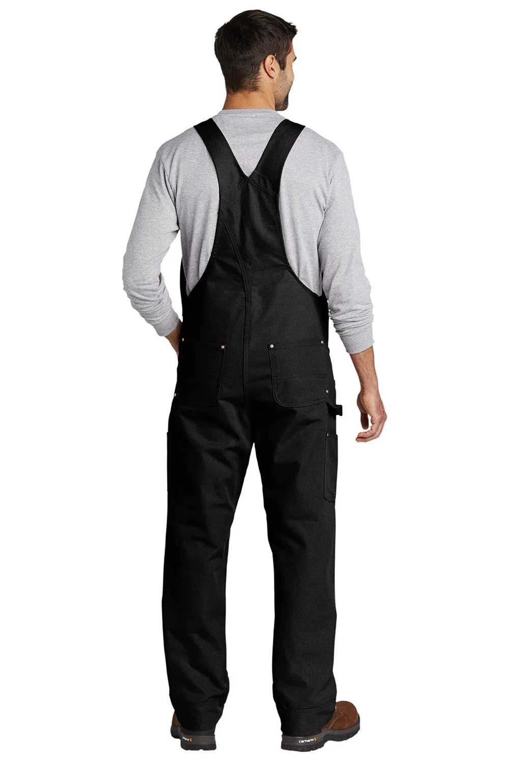 Carhartt Mens Duck Unlined Bib Overalls w/ Pockets - Black