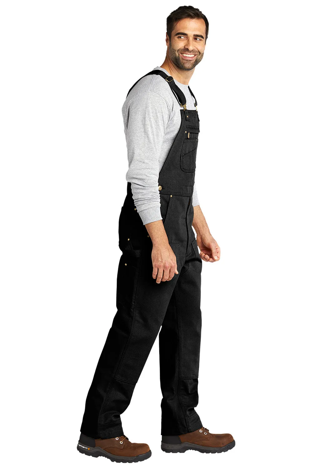 Carhartt Mens Duck Unlined Bib Overalls w/ Pockets - Black