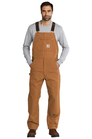 Carhartt Mens Duck Unlined Bib Overalls w/ Pockets - Brown