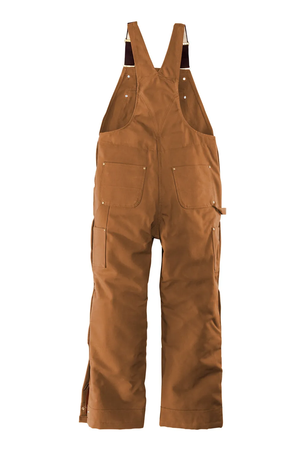 Carhartt Mens Firm Duck Insulated Bib Overalls w/ Pockets - Carhartt Brown