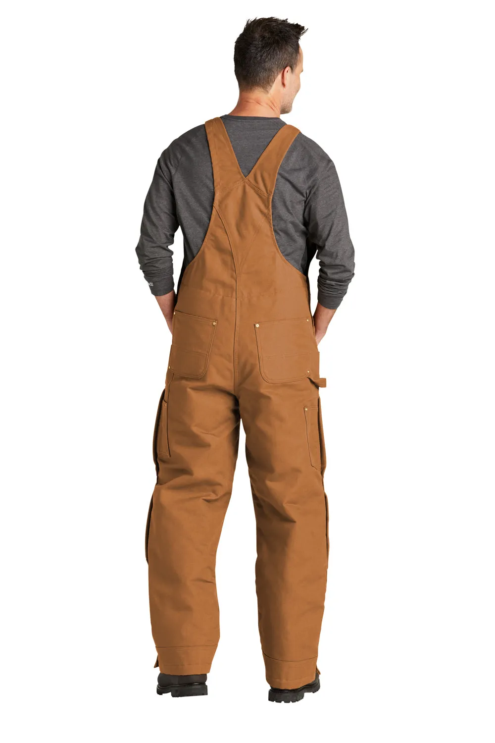 Carhartt Mens Firm Duck Insulated Bib Overalls w/ Pockets - Carhartt Brown