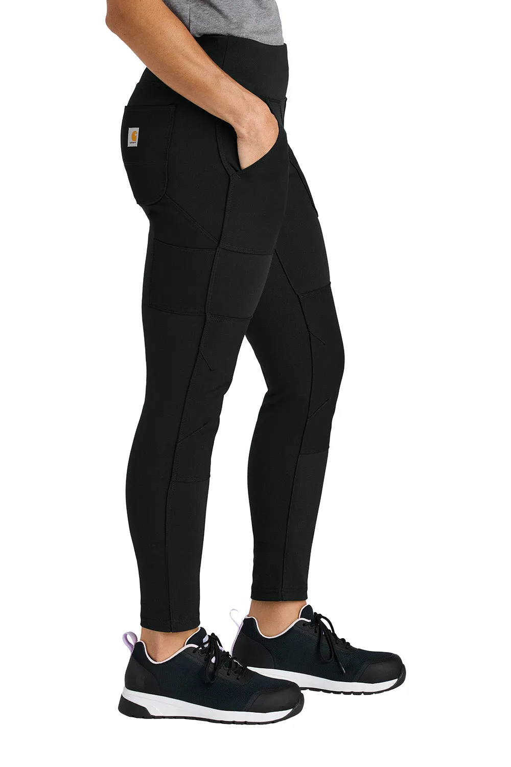 Carhartt Womens Midweight Utility Moisture Wicking Leggings w/ Pockets - Black