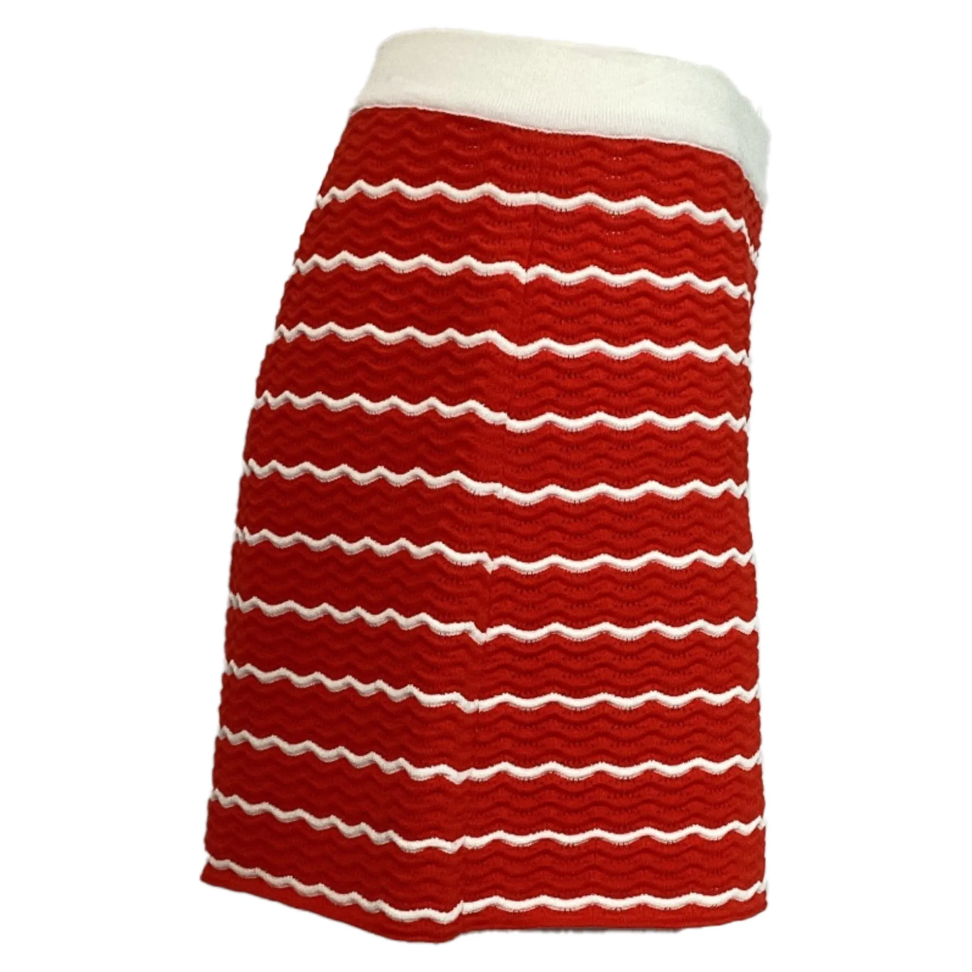 Carolina Herrera Striped  Pointelle-Knit Shorts in Red Viscose