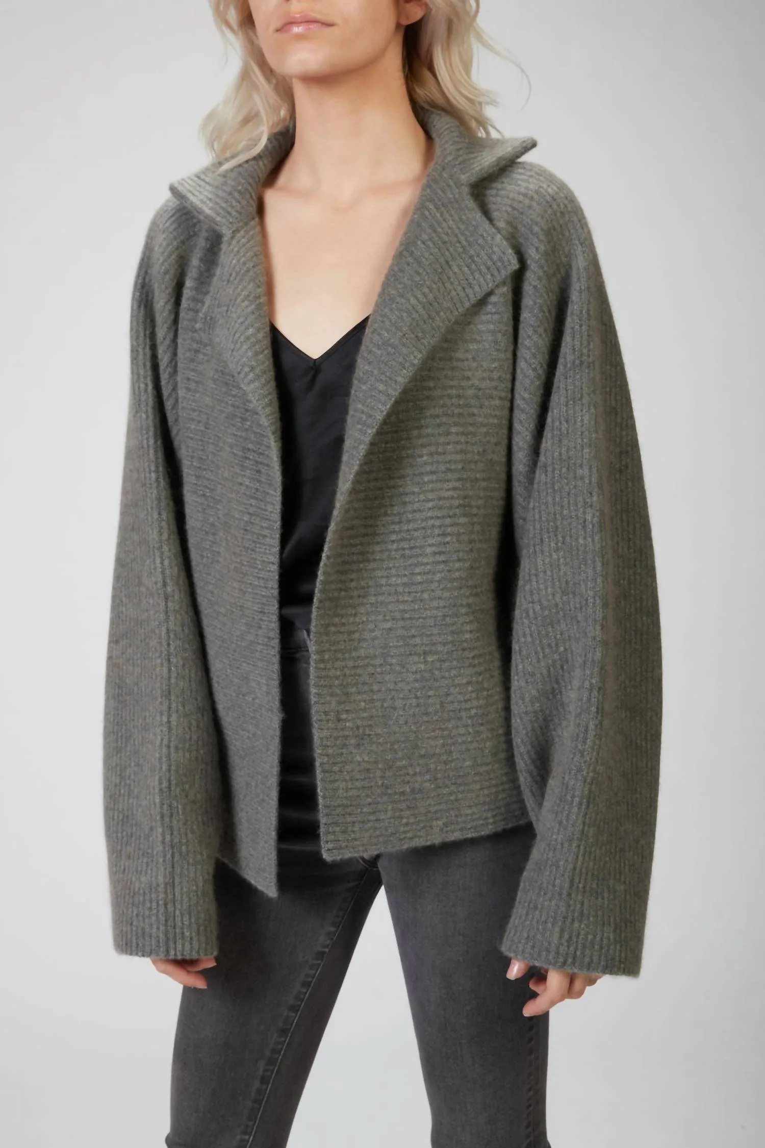 Cashmere And Wool-Blend Kimono Jacket In Grey