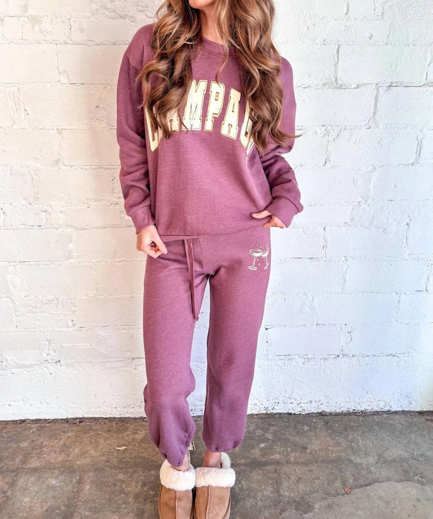 Champagne Foil Sweatshirt In Merlot