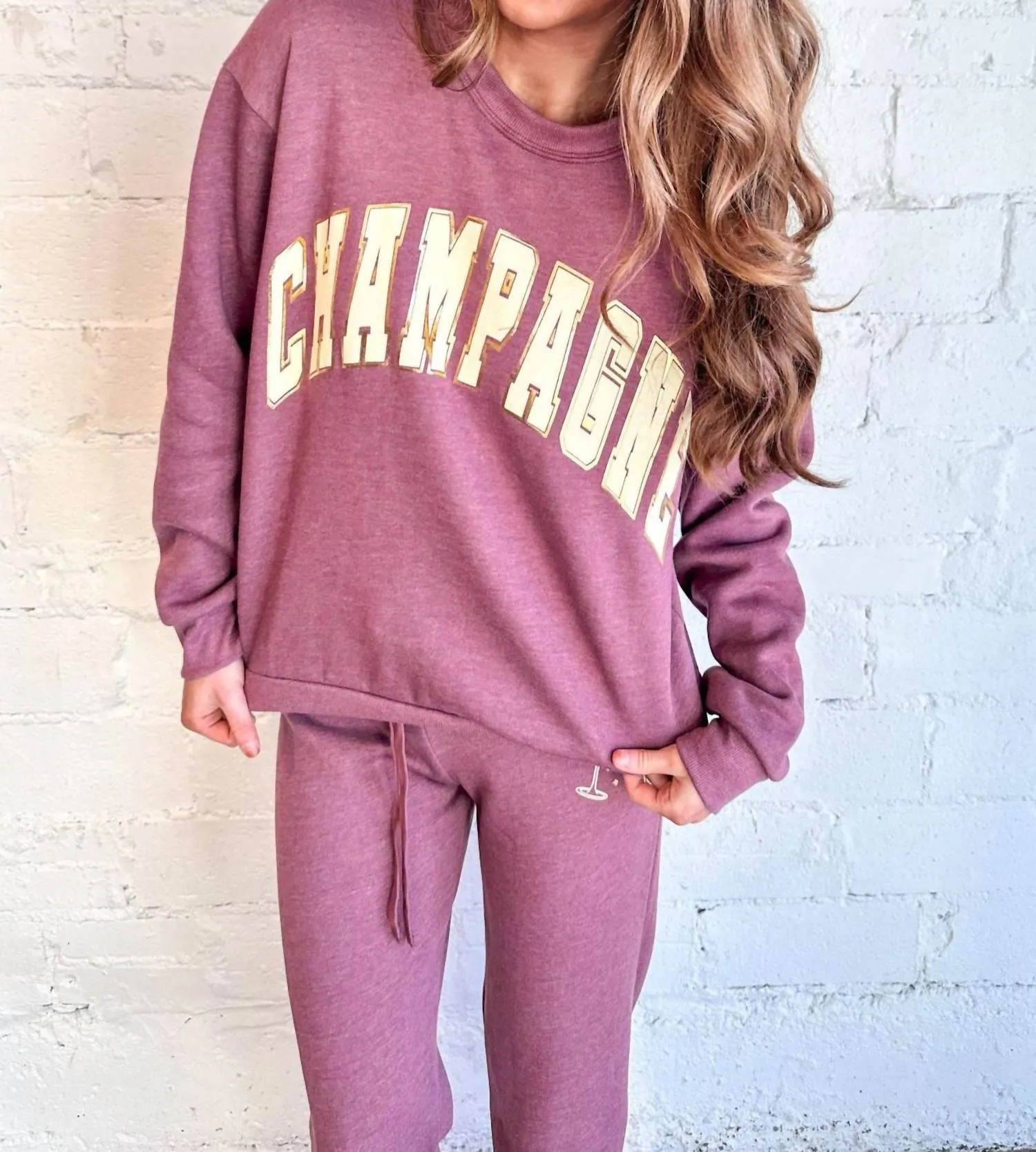Champagne Foil Sweatshirt In Merlot