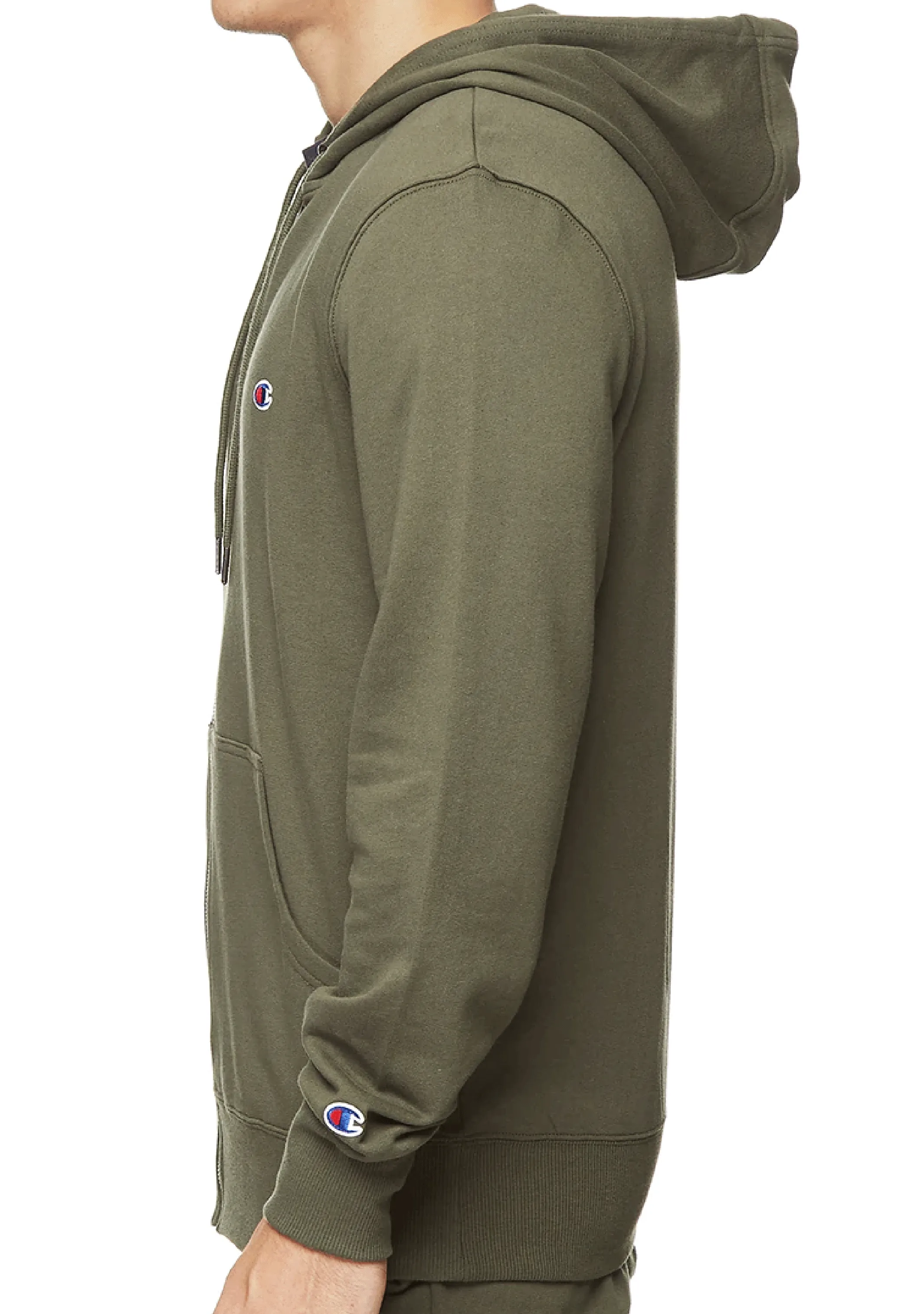 Champion C Logo Zip Hoodie Mens Six Iron Khaki