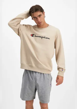 Champion Mens Beige Script Crew <BR> AY77N EQQ