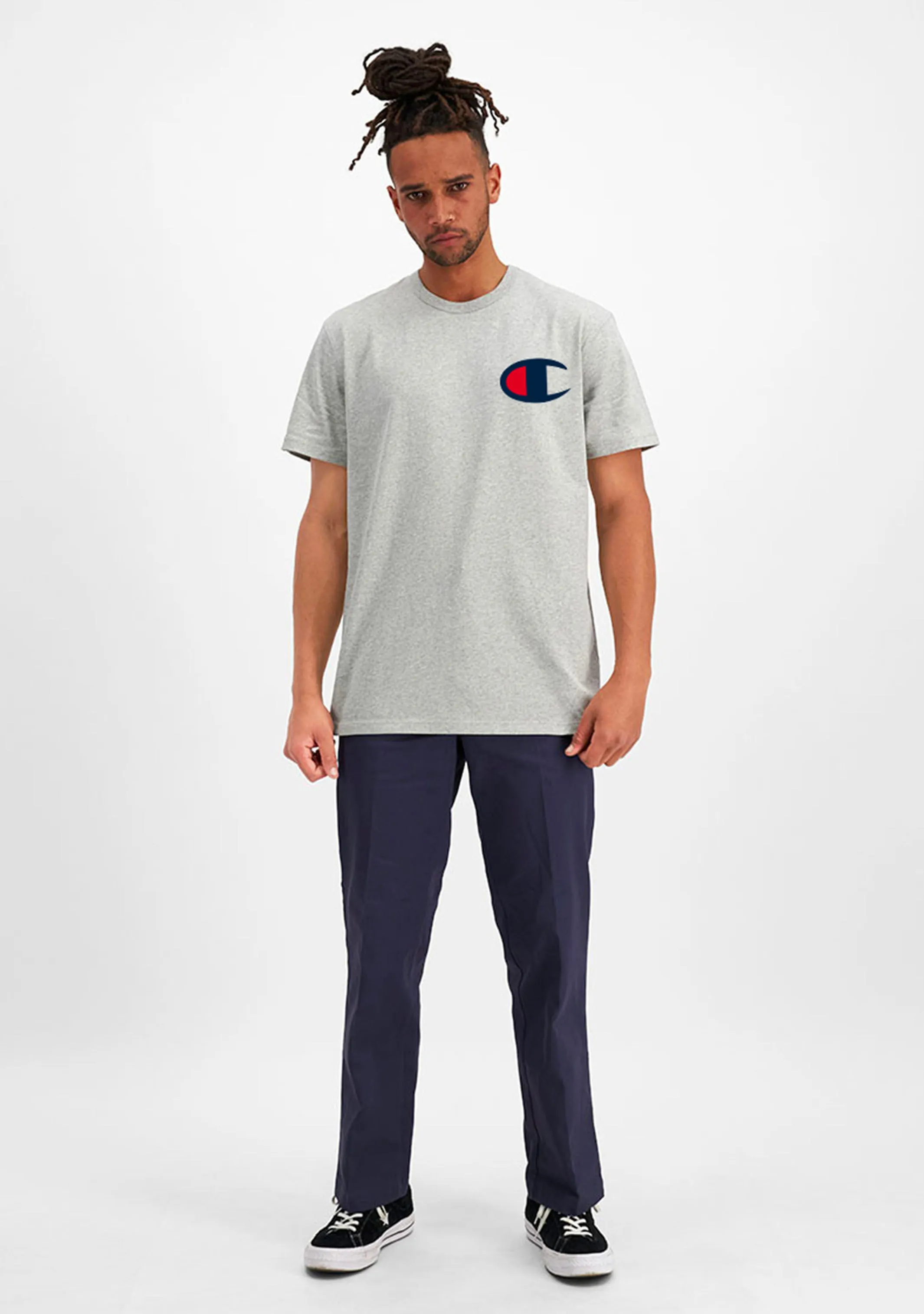 Champion Men's C Logo Short Sleeve Tee Grey