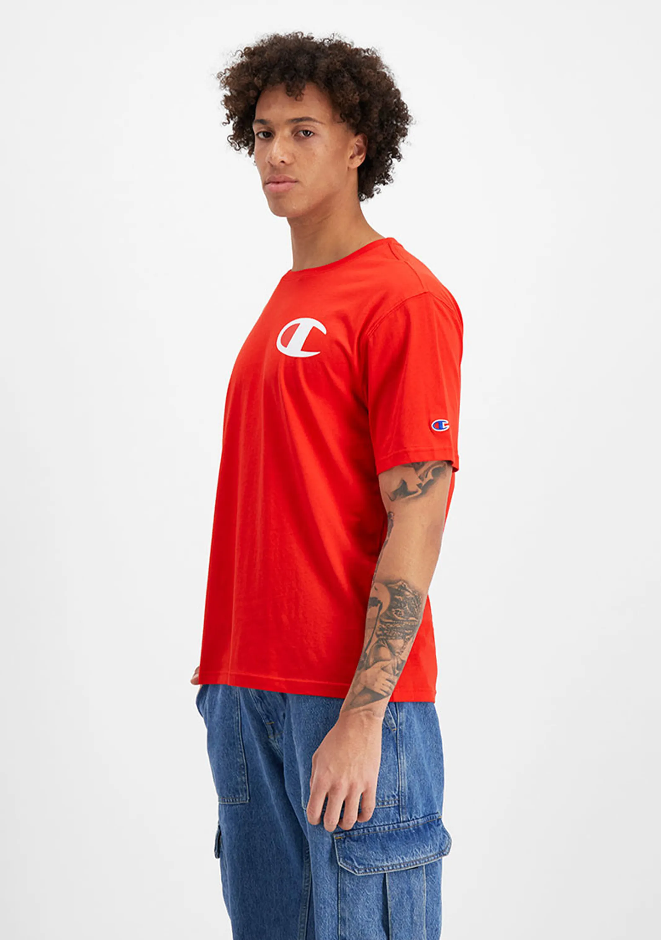 Champion Men's C Logo Short Sleeve Tee Red