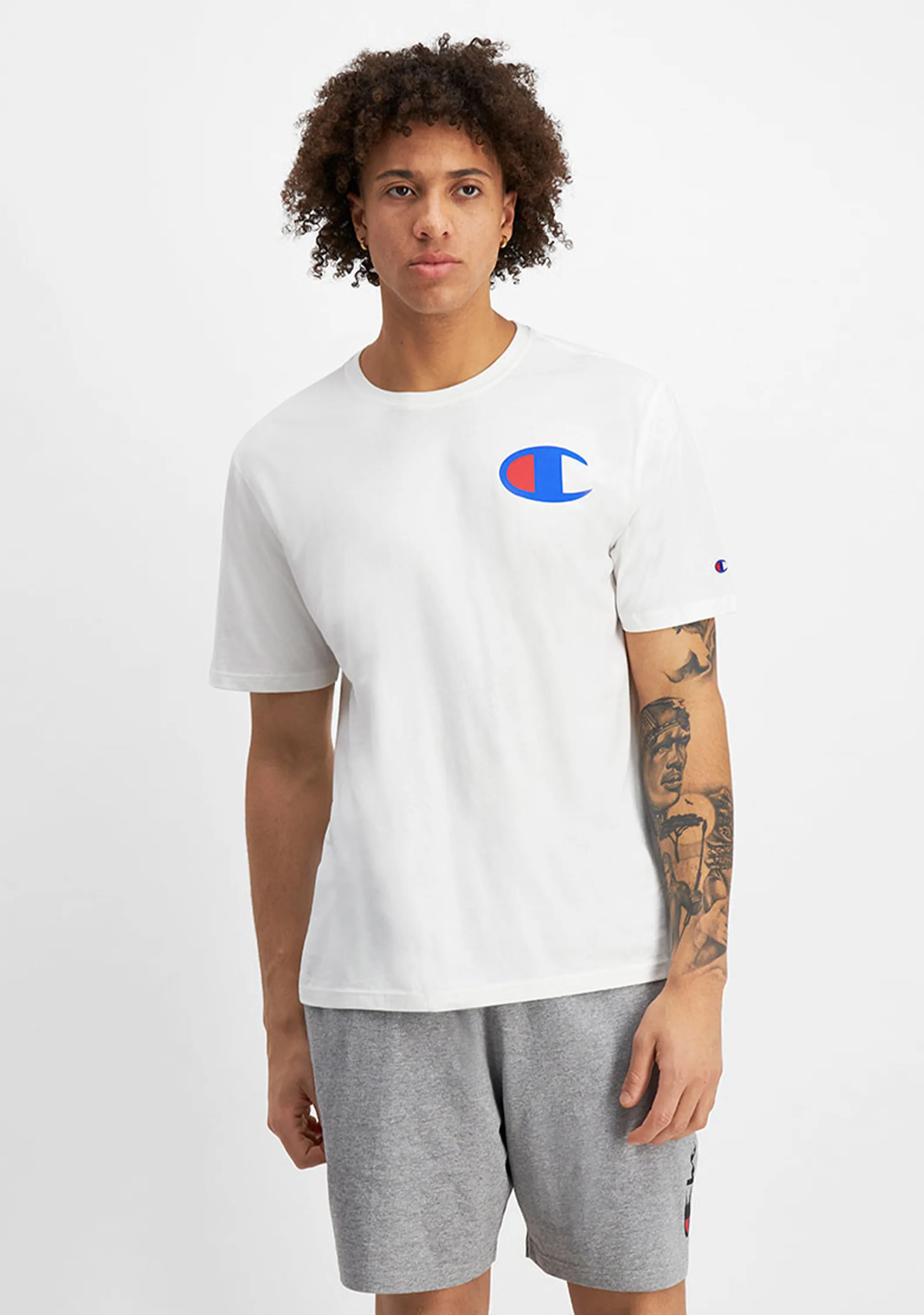 Champion Men's C Logo Short Sleeve Tee White