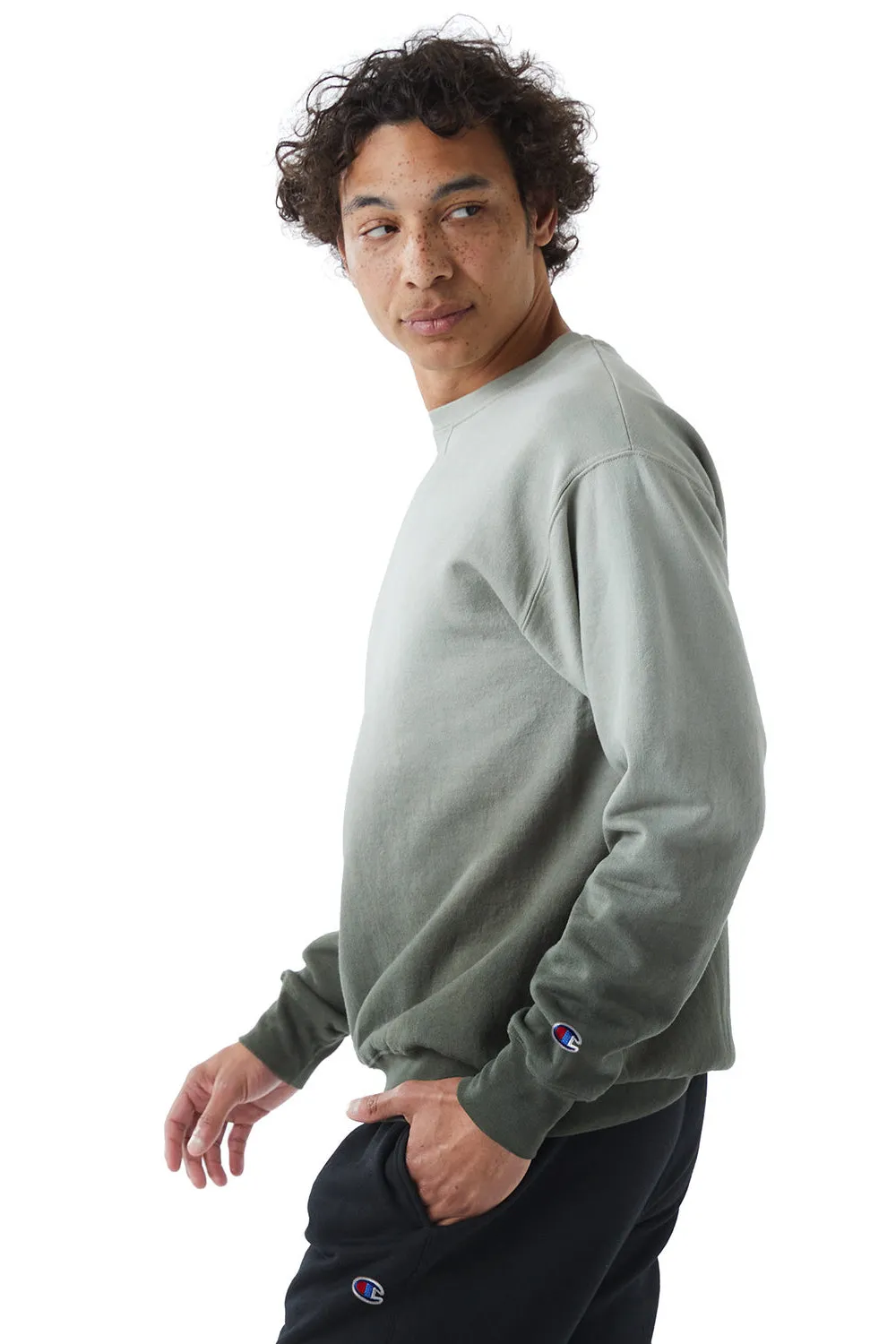 Champion Mens Dip Dye Crewneck Sweatshirt - Army Ombre