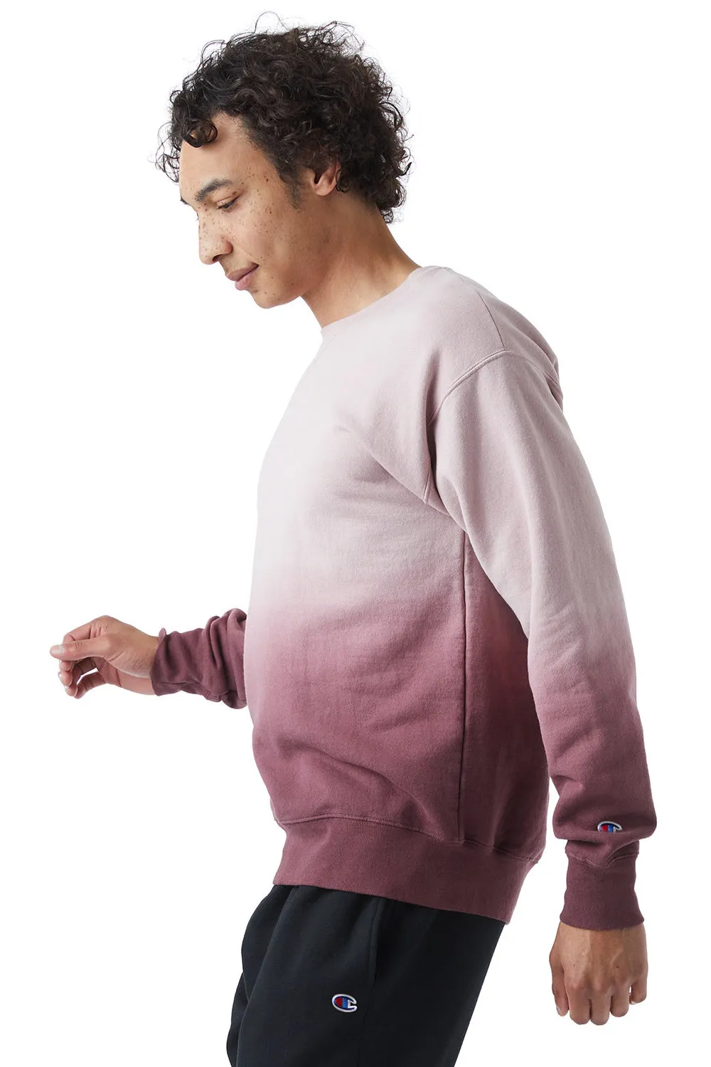 Champion Mens Dip Dye Crewneck Sweatshirt - Maroon Ombre