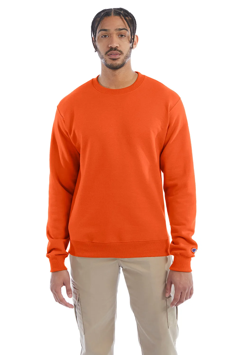 Champion Mens Double Dry Eco Moisture Wicking Fleece Crewneck Sweatshirt - Orange