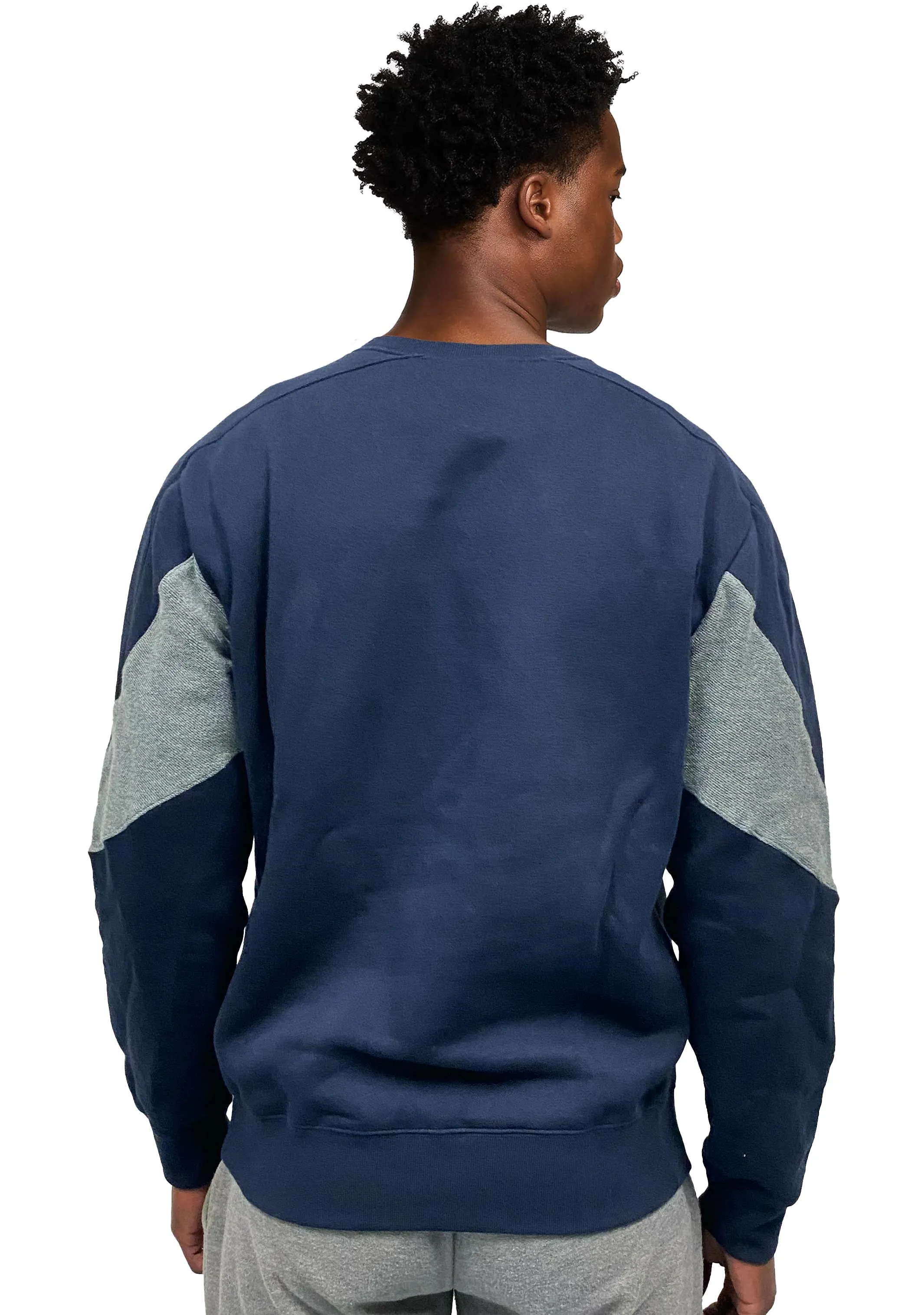 Champion Mens EU Colour Block Crew Navy <BR> AWFQA1 NVY