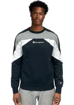 Champion Mens EU Colour Block Mod Crew Black <BR> AWFQA1 BLK