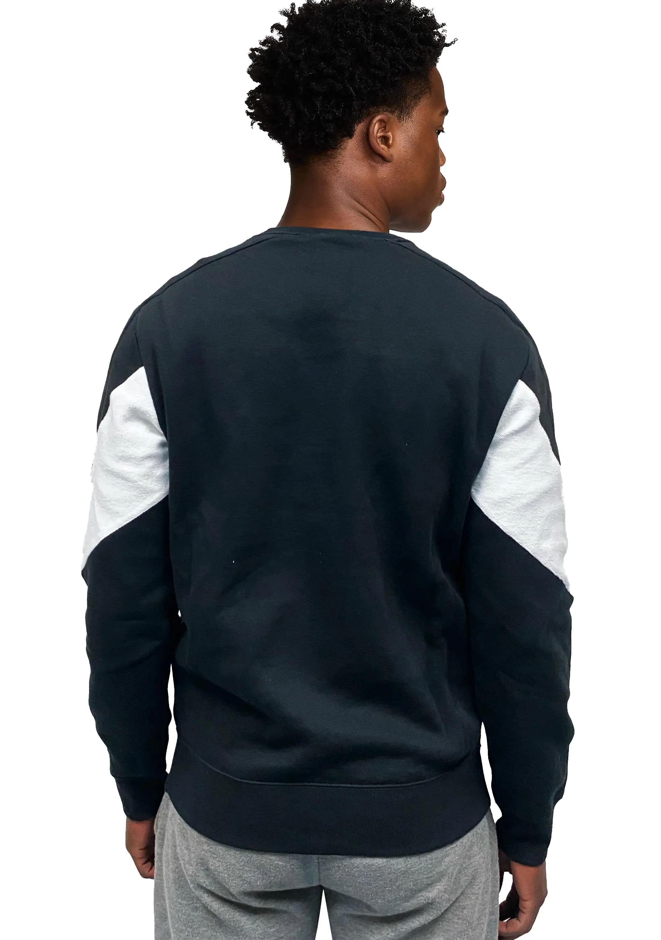 Champion Mens EU Colour Block Mod Crew Black <BR> AWFQA1 BLK