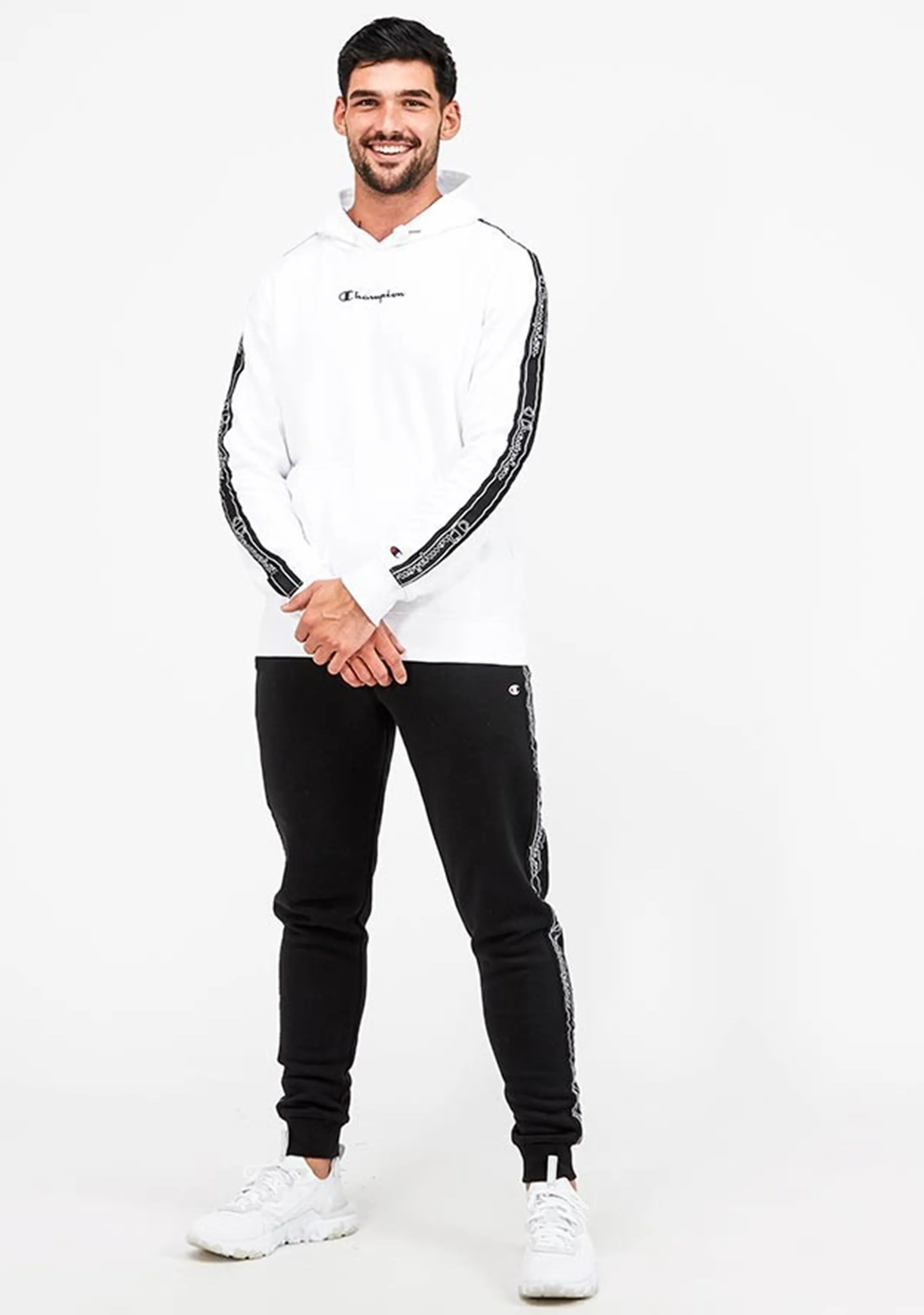 Champion Mens EU Taping Hoodie <BR> AW9XA1 WIT WHITE