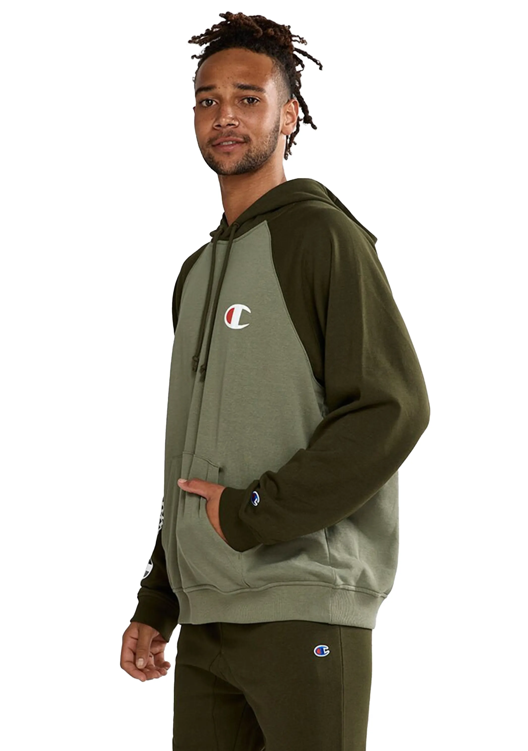 Champion Mens Lightweight Terry Colour Block Hoodie <br> AW44N E8B