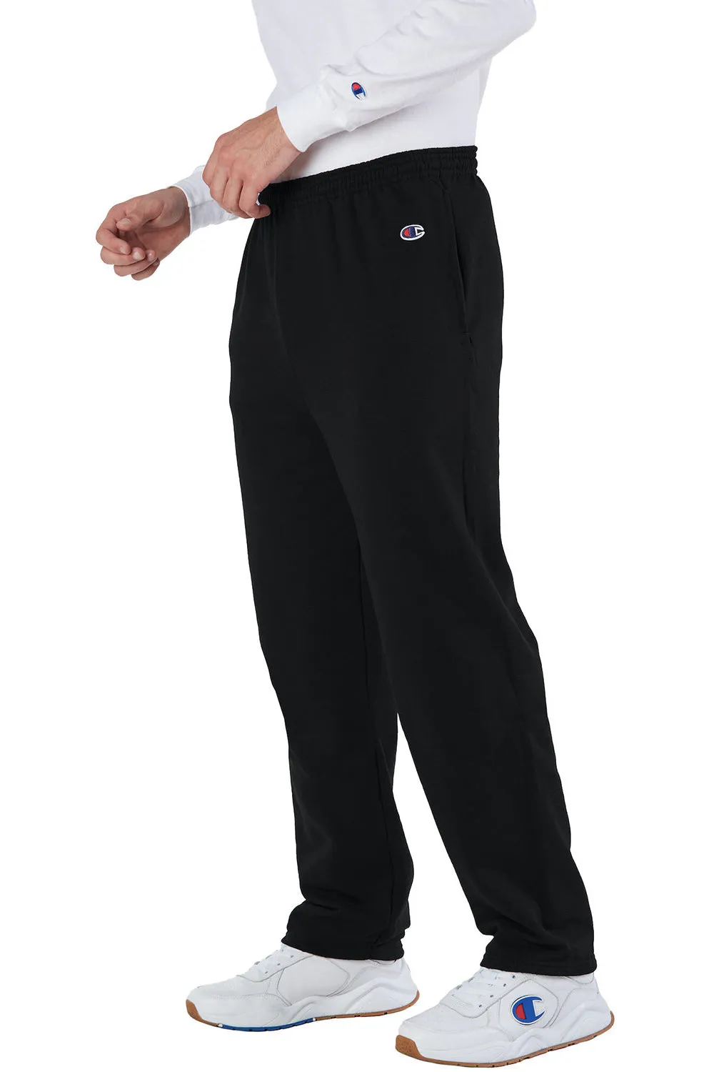 Champion Mens Open Bottom Fleece Sweatpants w/ Pockets - Black