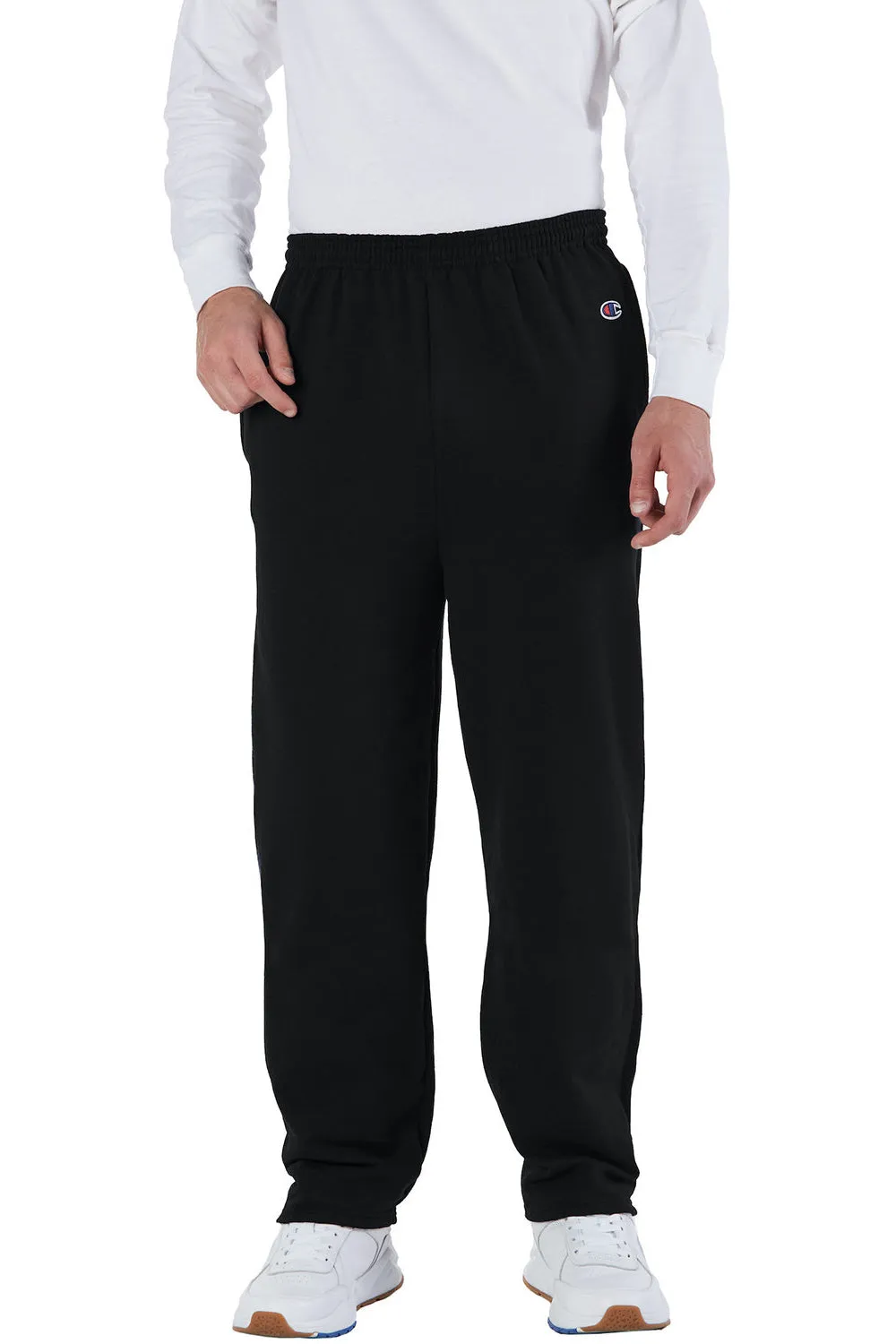 Champion Mens Open Bottom Fleece Sweatpants w/ Pockets - Black