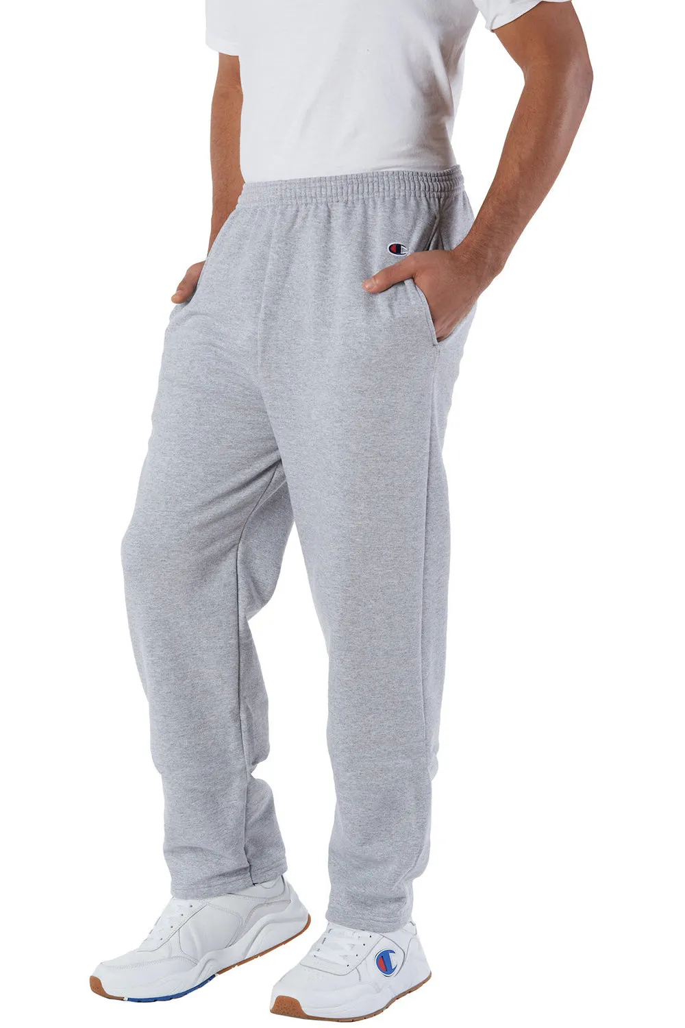 Champion Mens Open Bottom Fleece Sweatpants w/ Pockets - Light Steel Grey