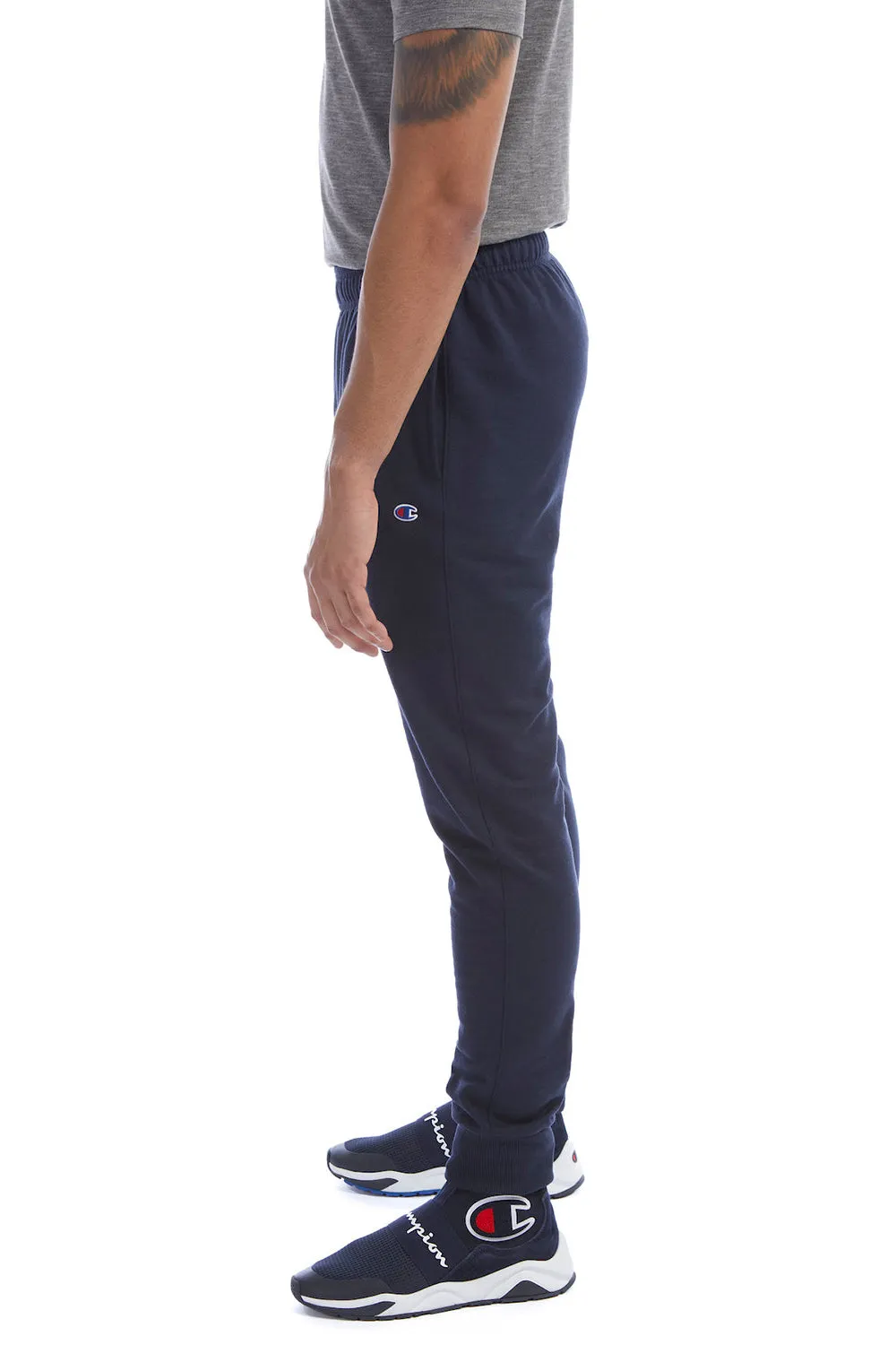 Champion Mens Power blend Fleece Jogger Sweatpants w/ Pockets - Navy Blue