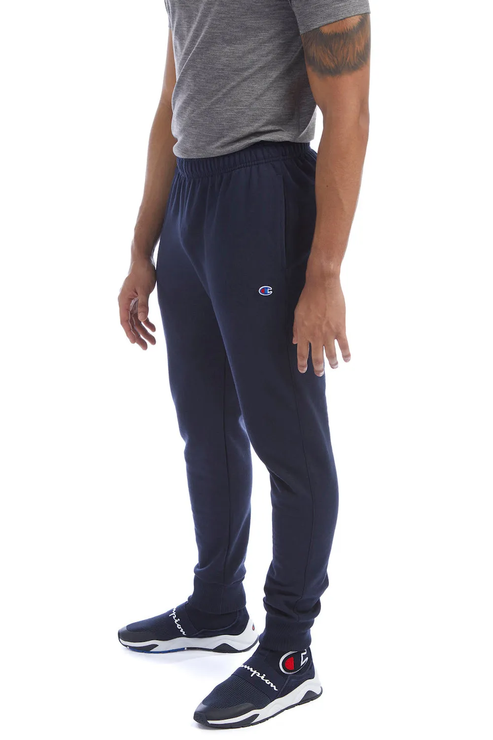 Champion Mens Power blend Fleece Jogger Sweatpants w/ Pockets - Navy Blue