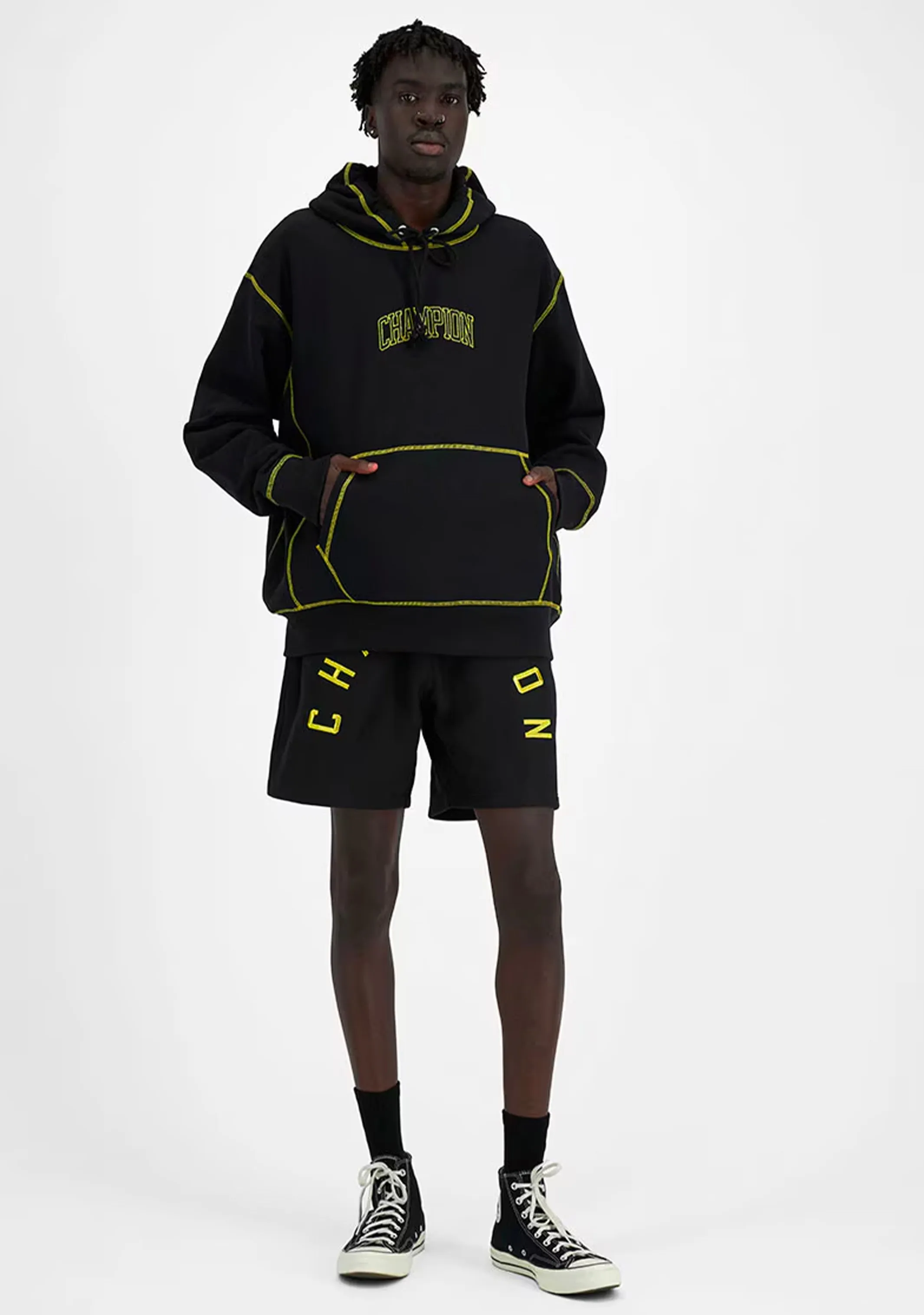 Champion Men's Reverse Weave Contrast Stitch Hoodie Black