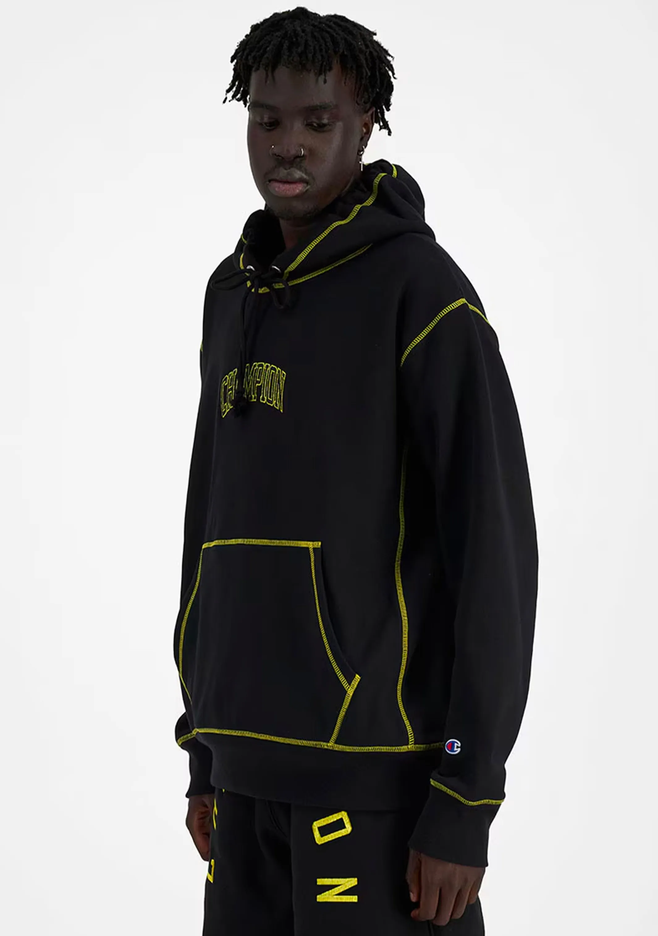 Champion Men's Reverse Weave Contrast Stitch Hoodie Black