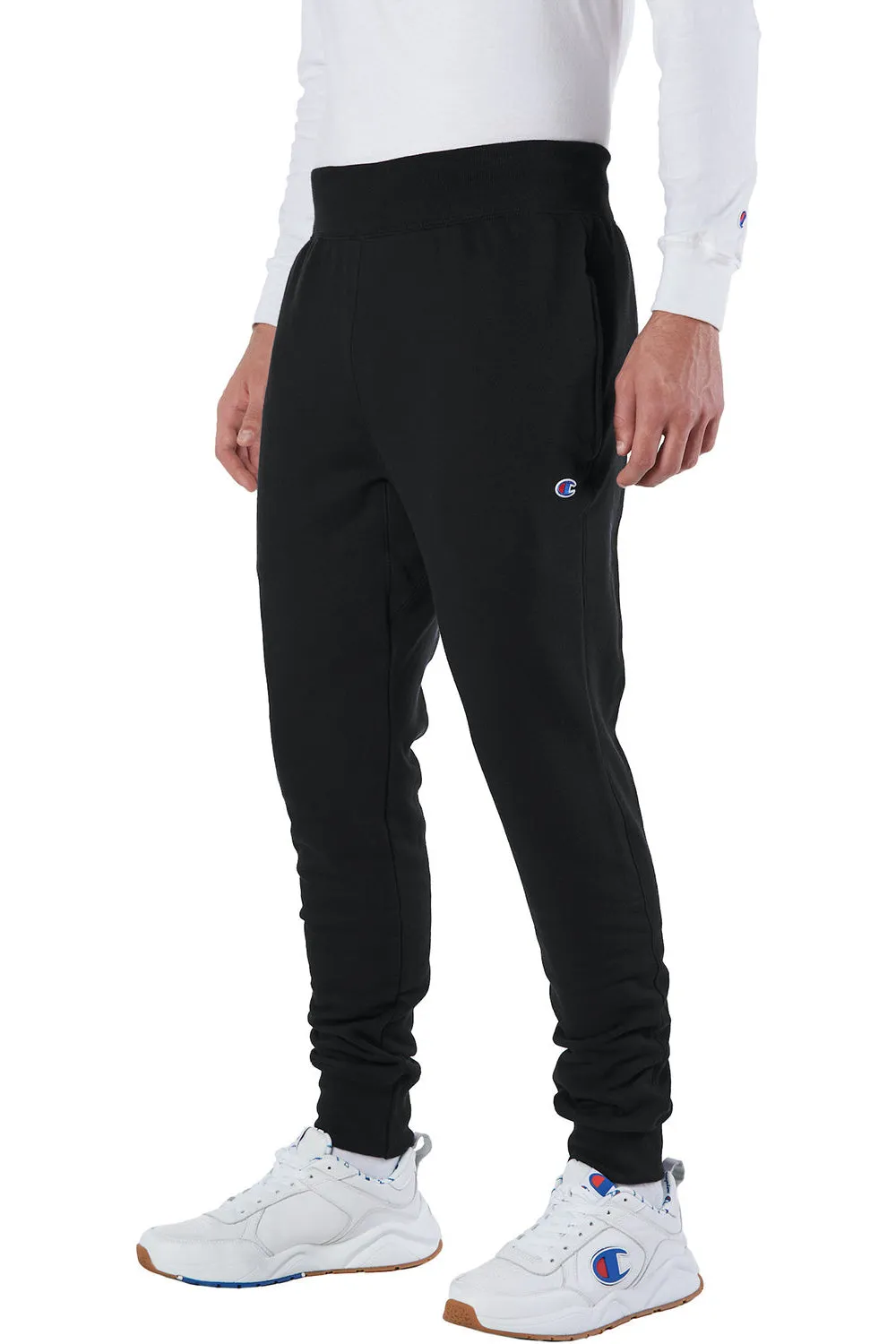 Champion Mens Reverse Weave Fleece Jogger Sweatpants w/ Pockets - Black