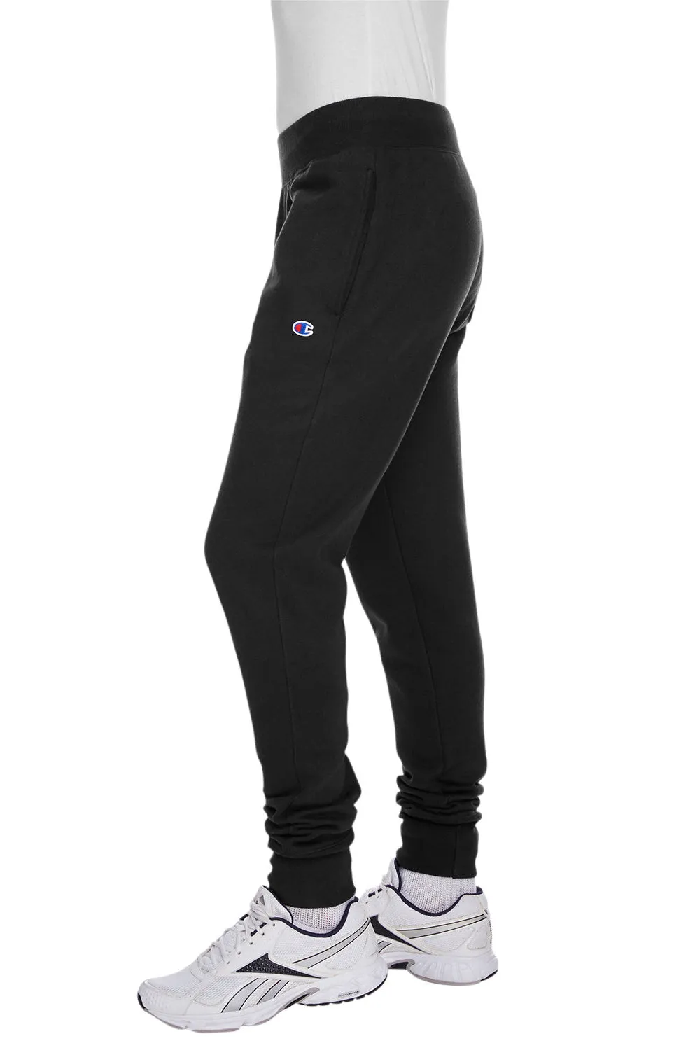 Champion Mens Reverse Weave Fleece Jogger Sweatpants w/ Pockets - Black