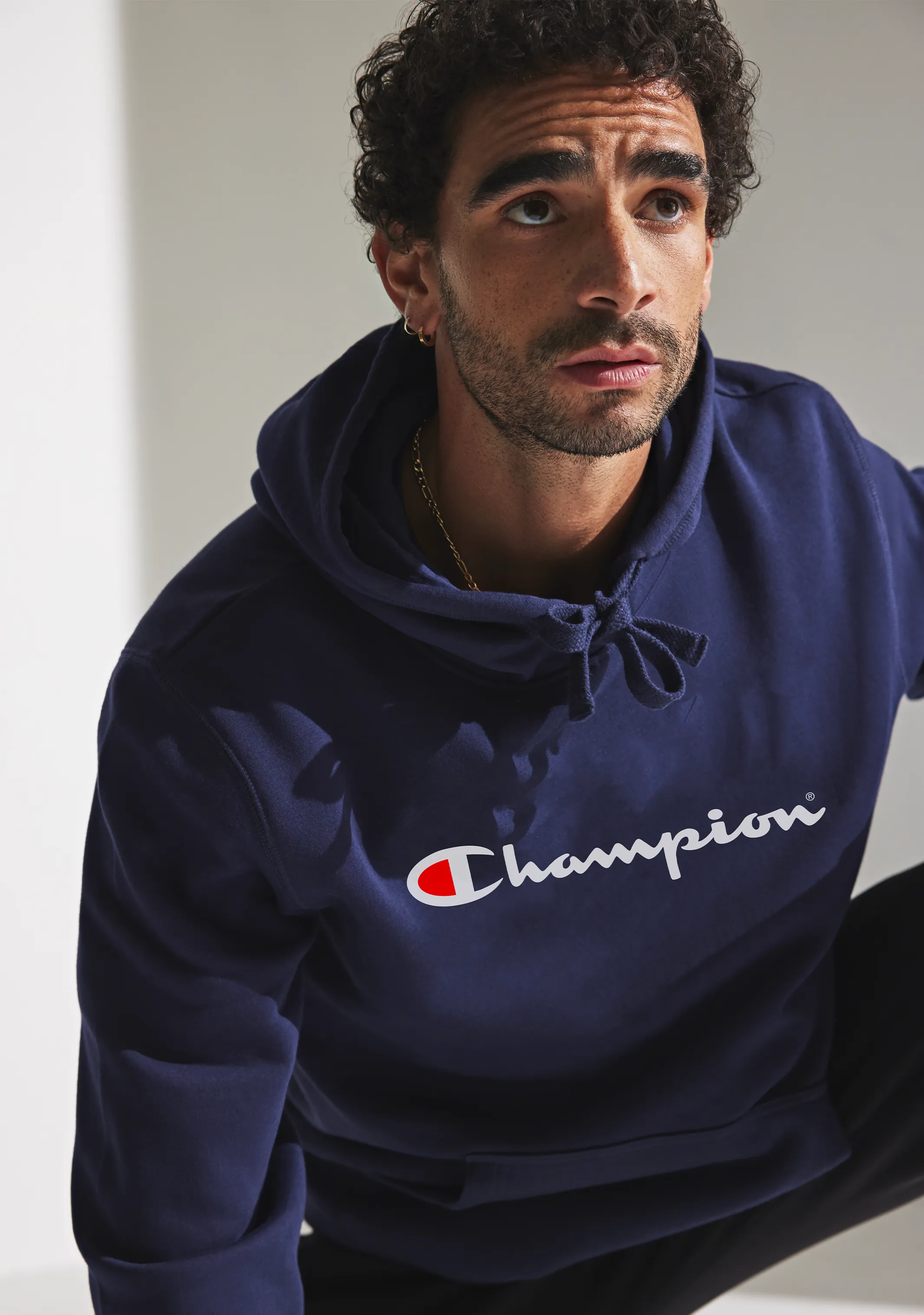 Champion Mens Script Hoodie Navy