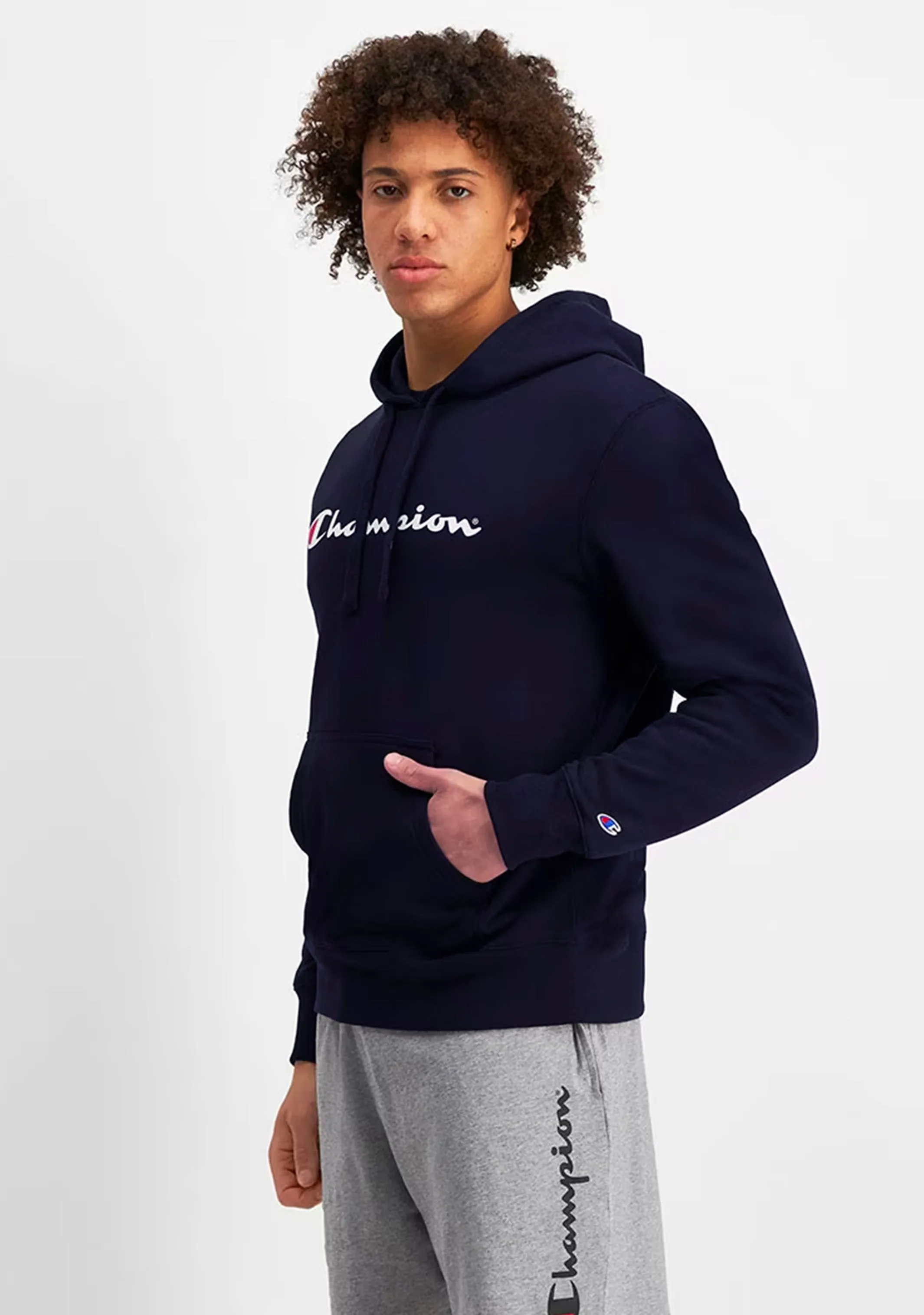 Champion Mens Script Hoodie Navy