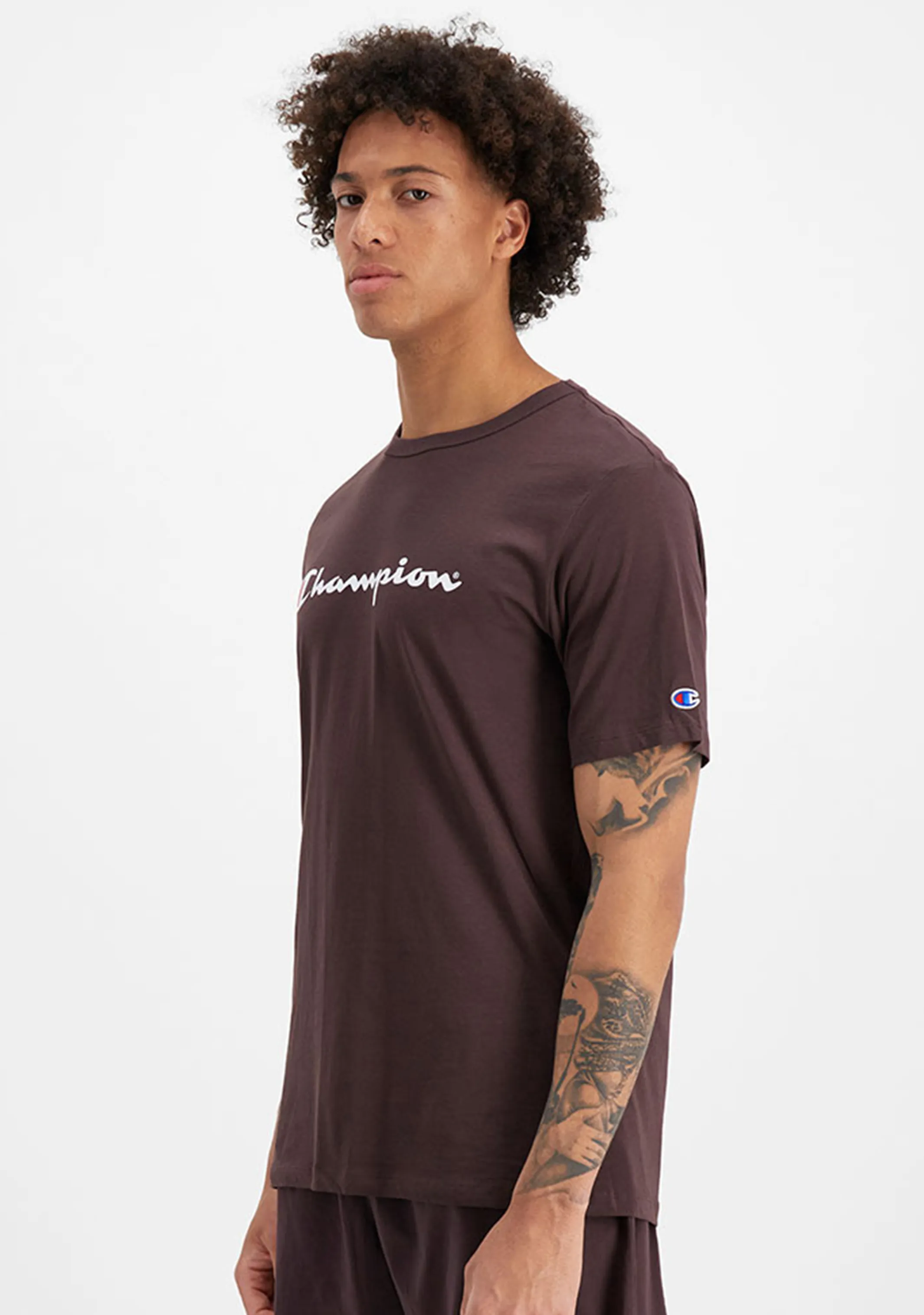 Champion Men's Script Logo Short Sleeve Tee Brown