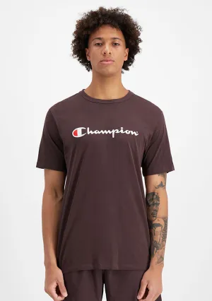 Champion Men's Script Logo Short Sleeve Tee Brown