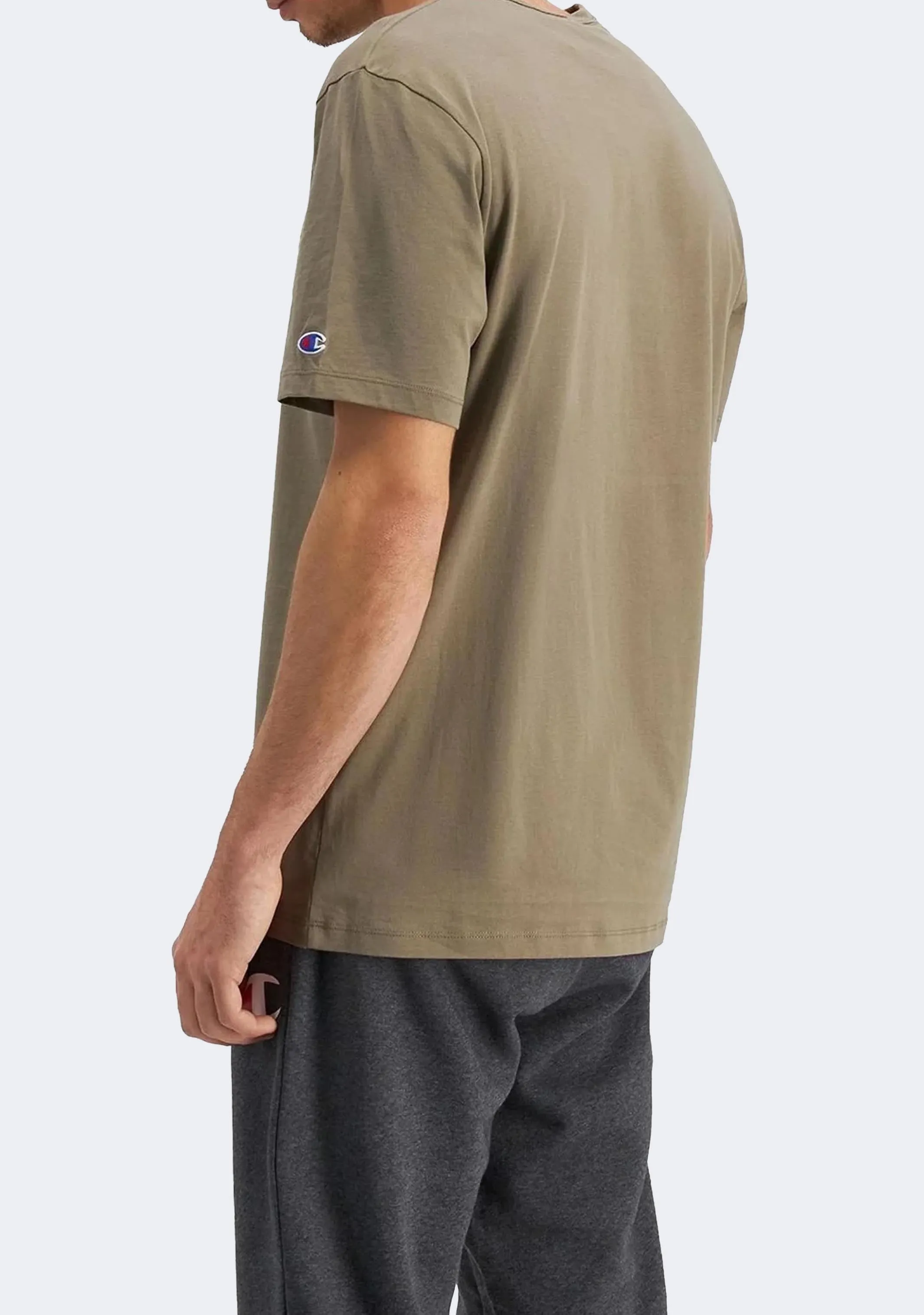 Champion Men's Script Logo Short Sleeve Tee Khaki Green