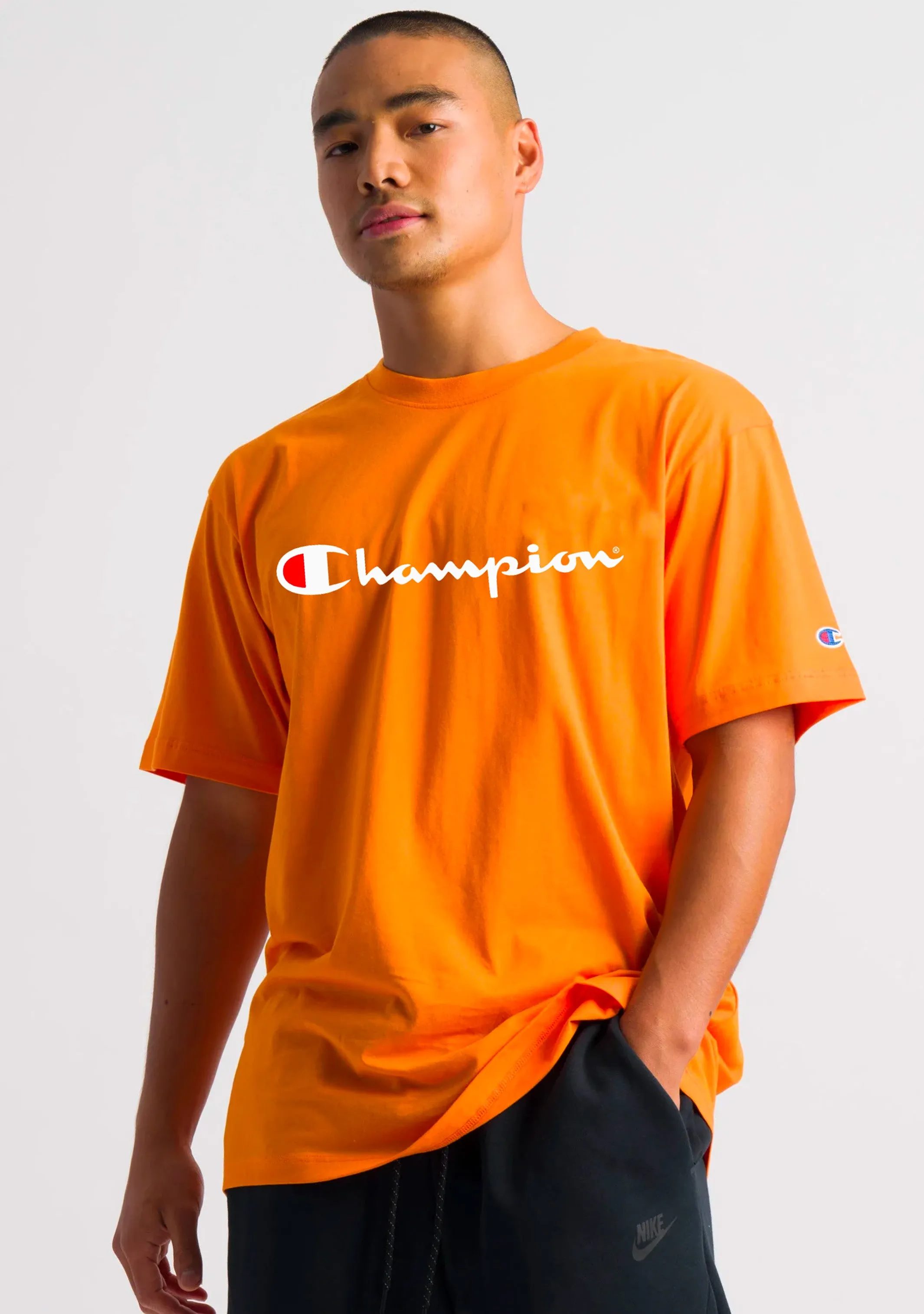 Champion Men's Script Logo Short Sleeve Tee Yellow