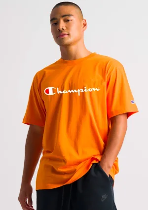 Champion Men's Script Logo Short Sleeve Tee Yellow