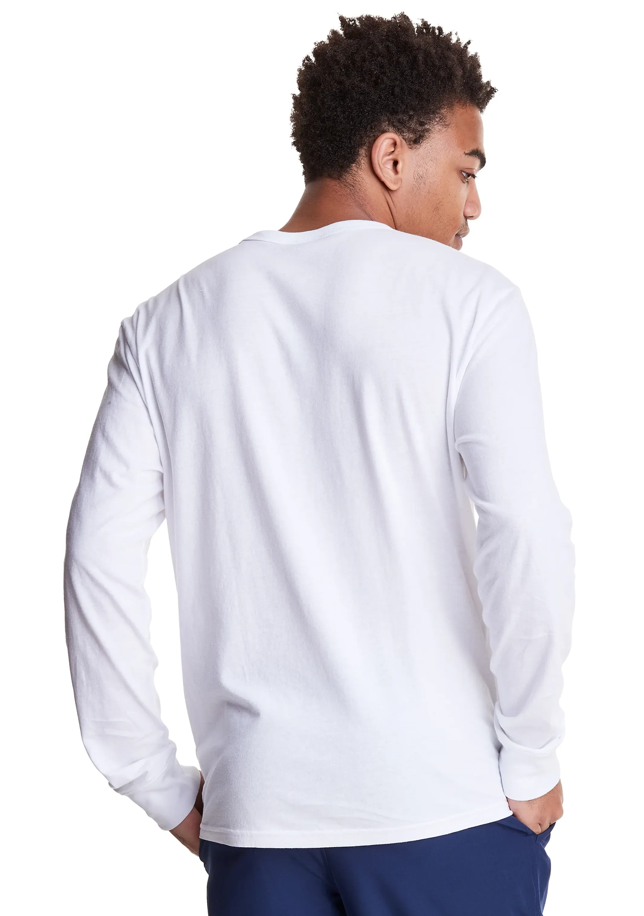 Champion Mens Script Long Sleeve Tee White