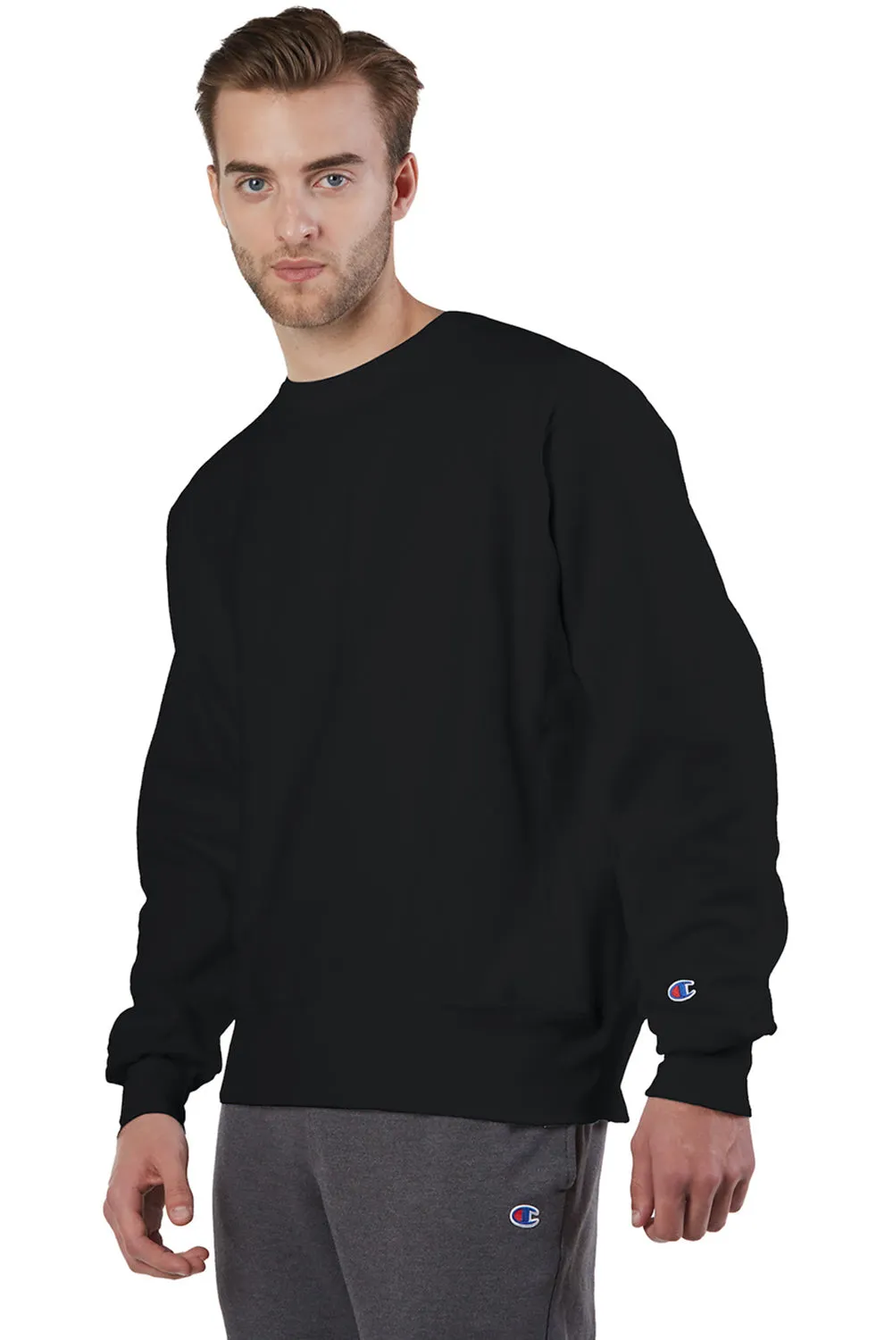 Champion Mens Shrink Resistant Crewneck Sweatshirt - Black