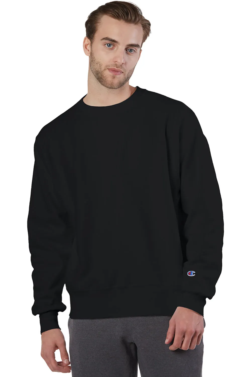 Champion Mens Shrink Resistant Crewneck Sweatshirt - Black