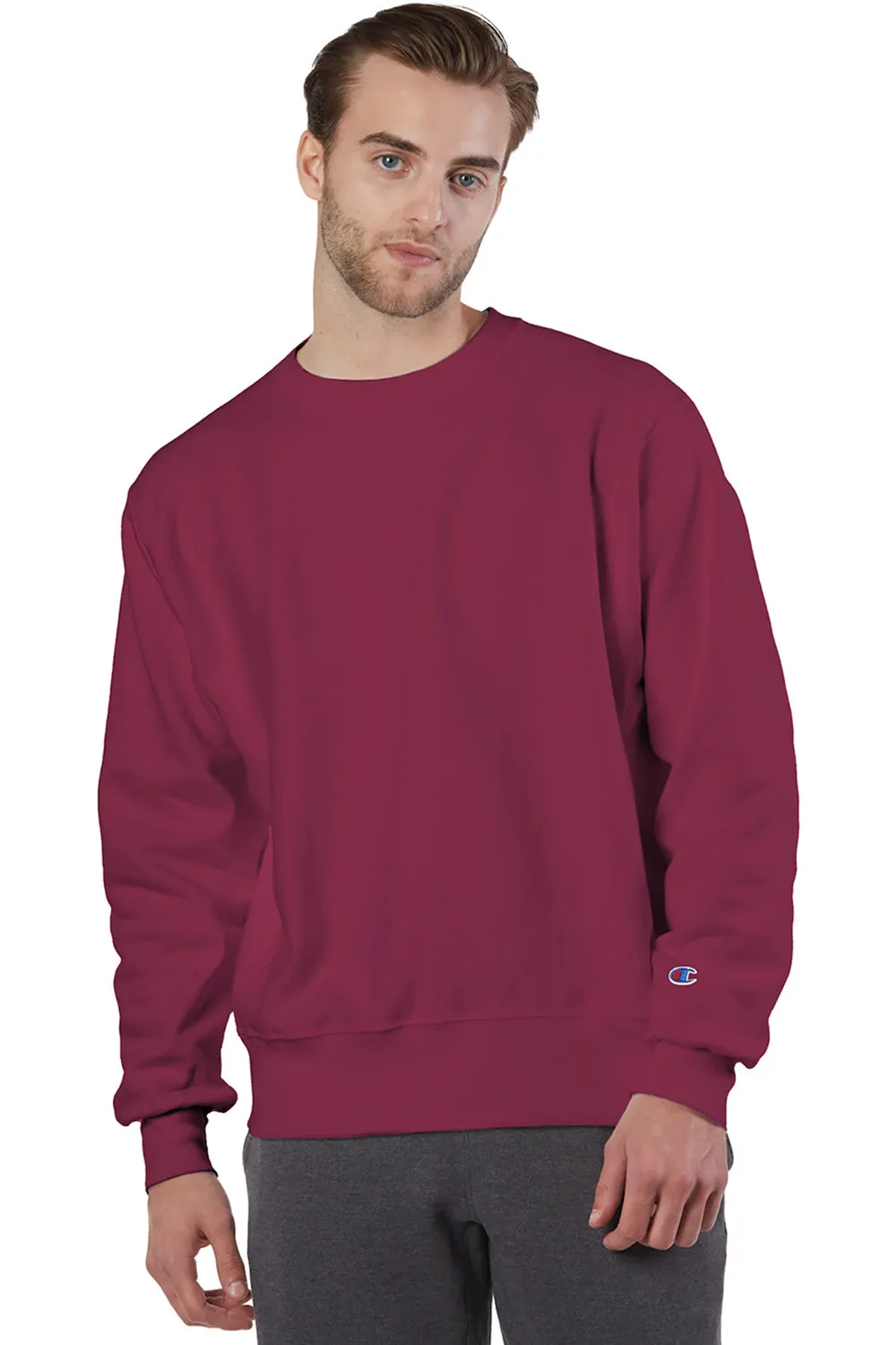 Champion Mens Shrink Resistant Crewneck Sweatshirt - Cardinal Red