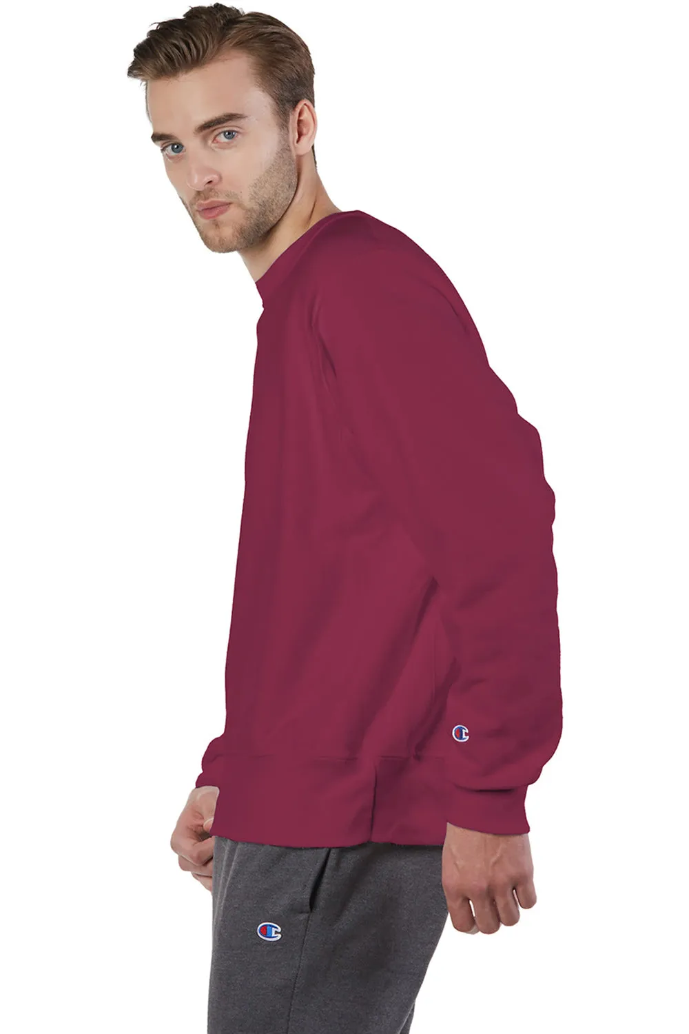 Champion Mens Shrink Resistant Crewneck Sweatshirt - Cardinal Red