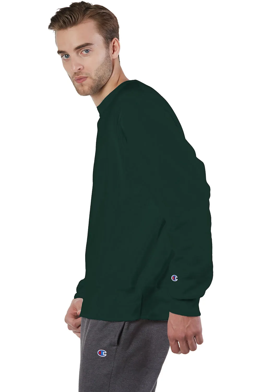 Champion Mens Shrink Resistant Crewneck Sweatshirt - Dark Green